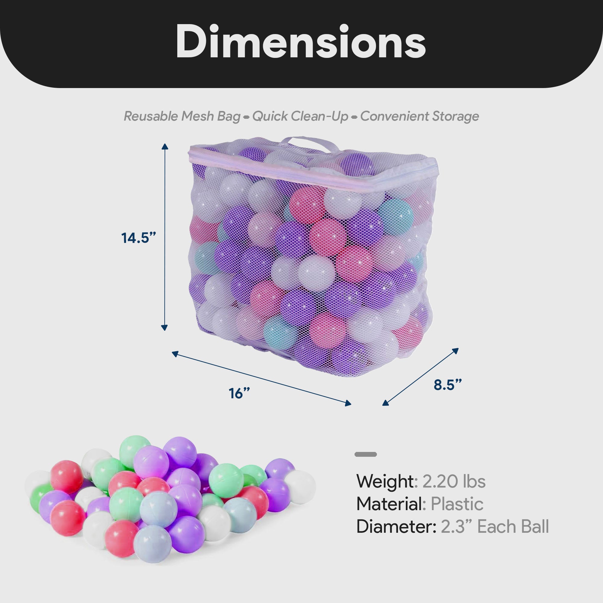 BalanceFrom Fitness 2.3" Crush Proof Play Pit Balls w/Storage Bag, 200 Count - Smart-nests