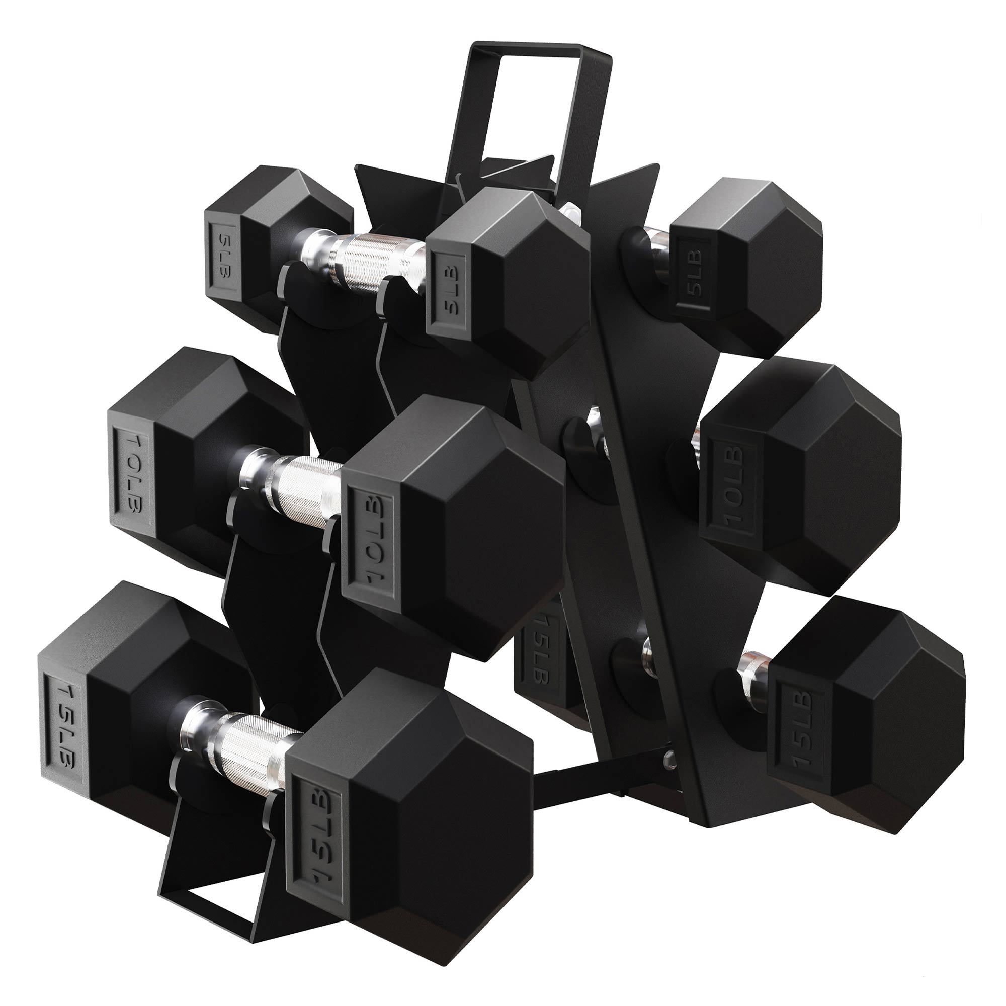 BalanceFrom Fitness Signature Alloy Steel Rubber Encased Hex Dumbbell Set, Black - Smart-nests