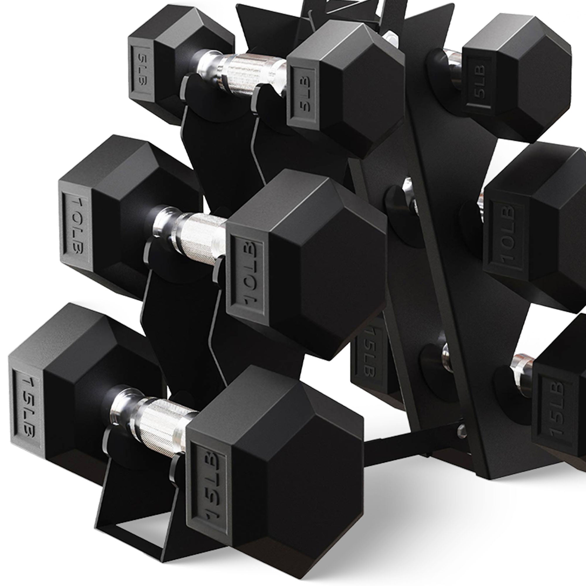 BalanceFrom Fitness Signature Alloy Steel Rubber Encased Hex Dumbbell Set, Black - Smart-nests