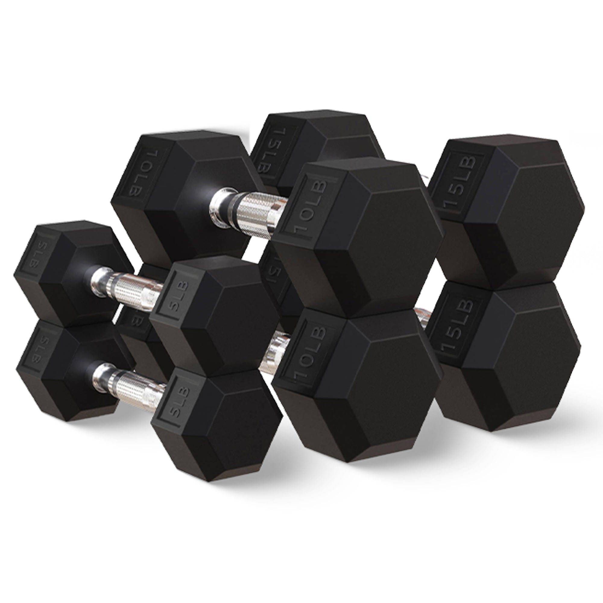 BalanceFrom Fitness Signature Alloy Steel Rubber Encased Hex Dumbbell Set, Black - Smart-nests