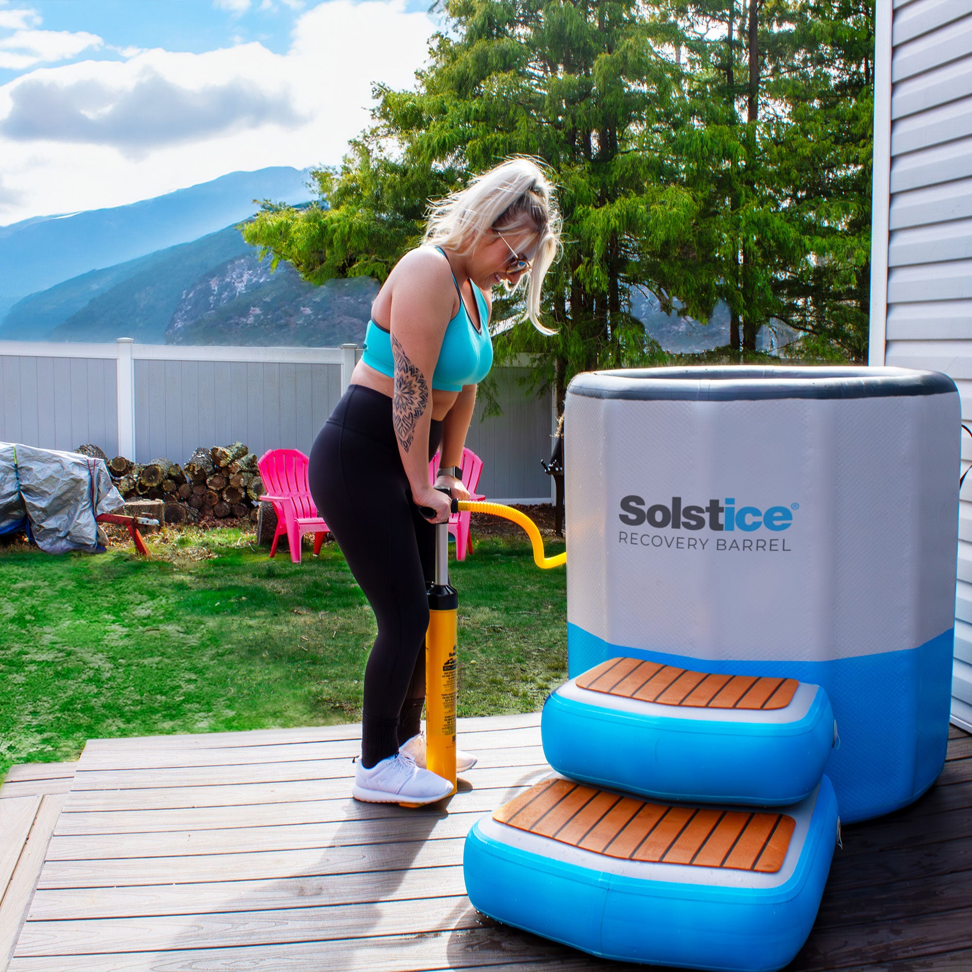 Solstice Original Inflatable Cold Plunge Ice Bath Tub Standing Recovery Barrel - Smart-nests