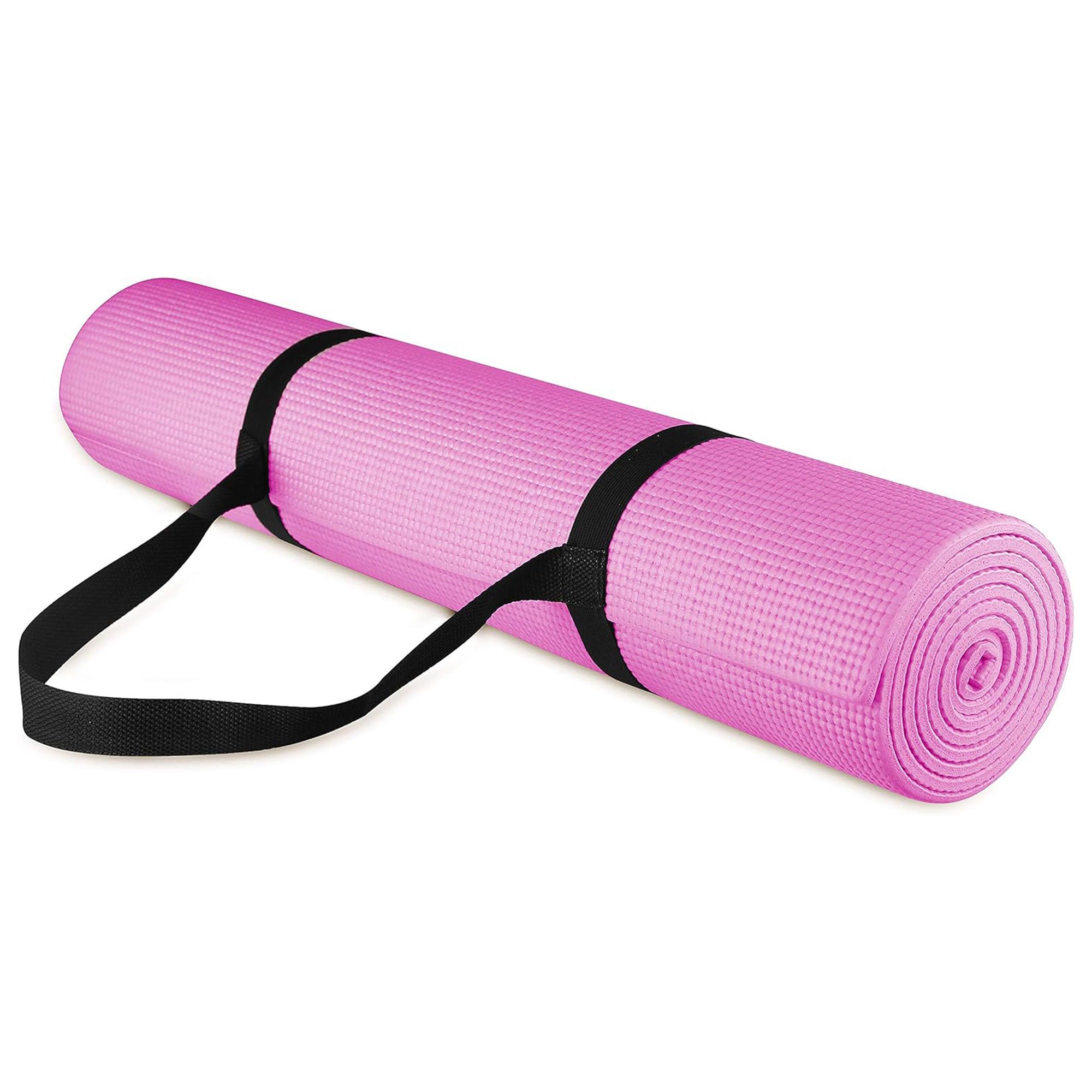 Signature Fitness All Purpose High Density No Tear Exercise Mat w/Strap, Pink - Smart-nests