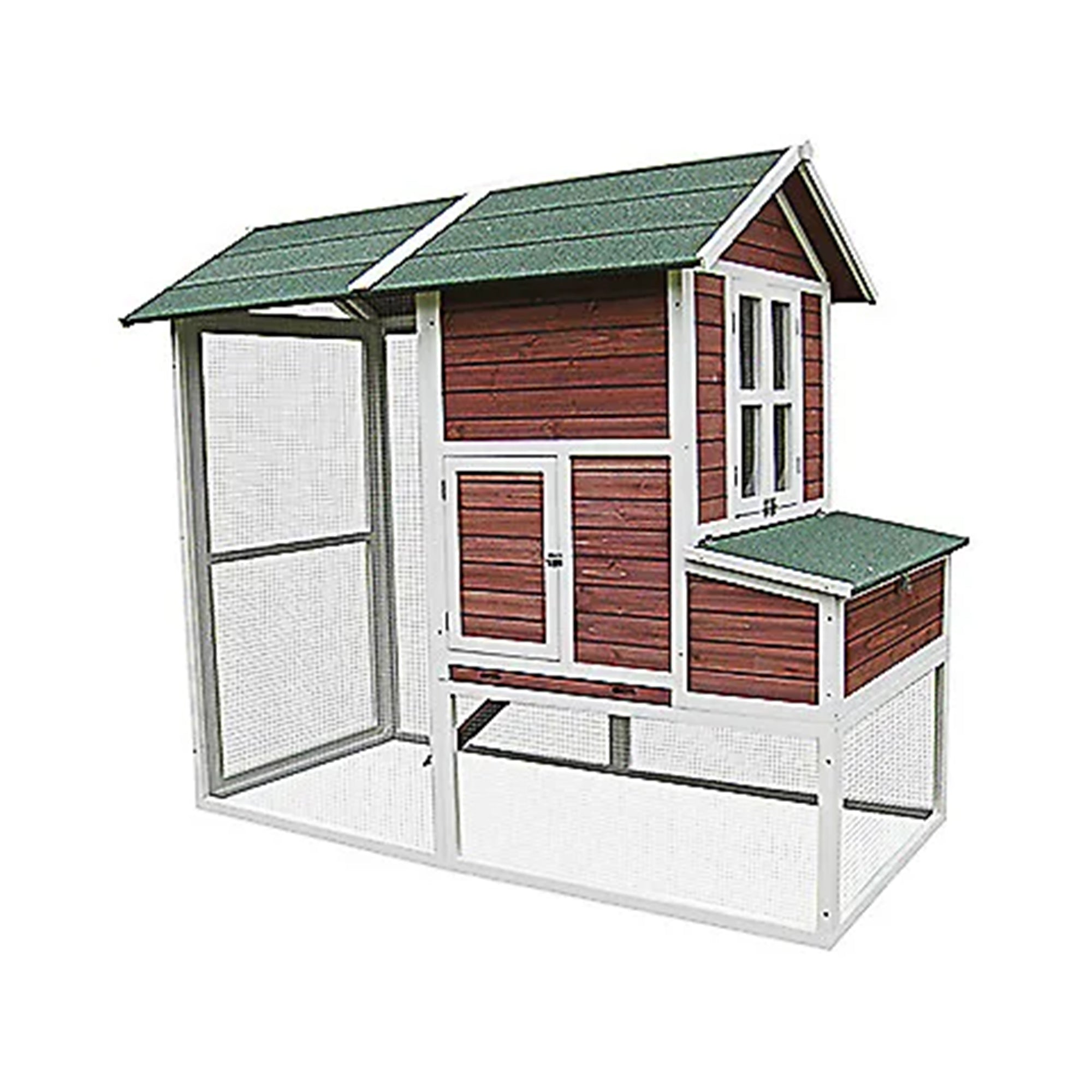 My Backyard Farm Chicken Ranch Coop with PVC Roof and Vent Window, Dark Red - Smart-nests