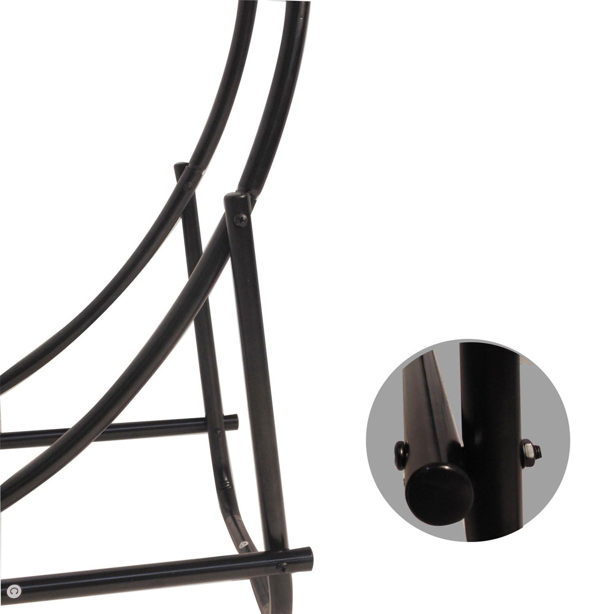 Panacea Open Hearth 20 Inch Tubular Steel Log Hoop for Storing Firewood, Black - Smart-nests