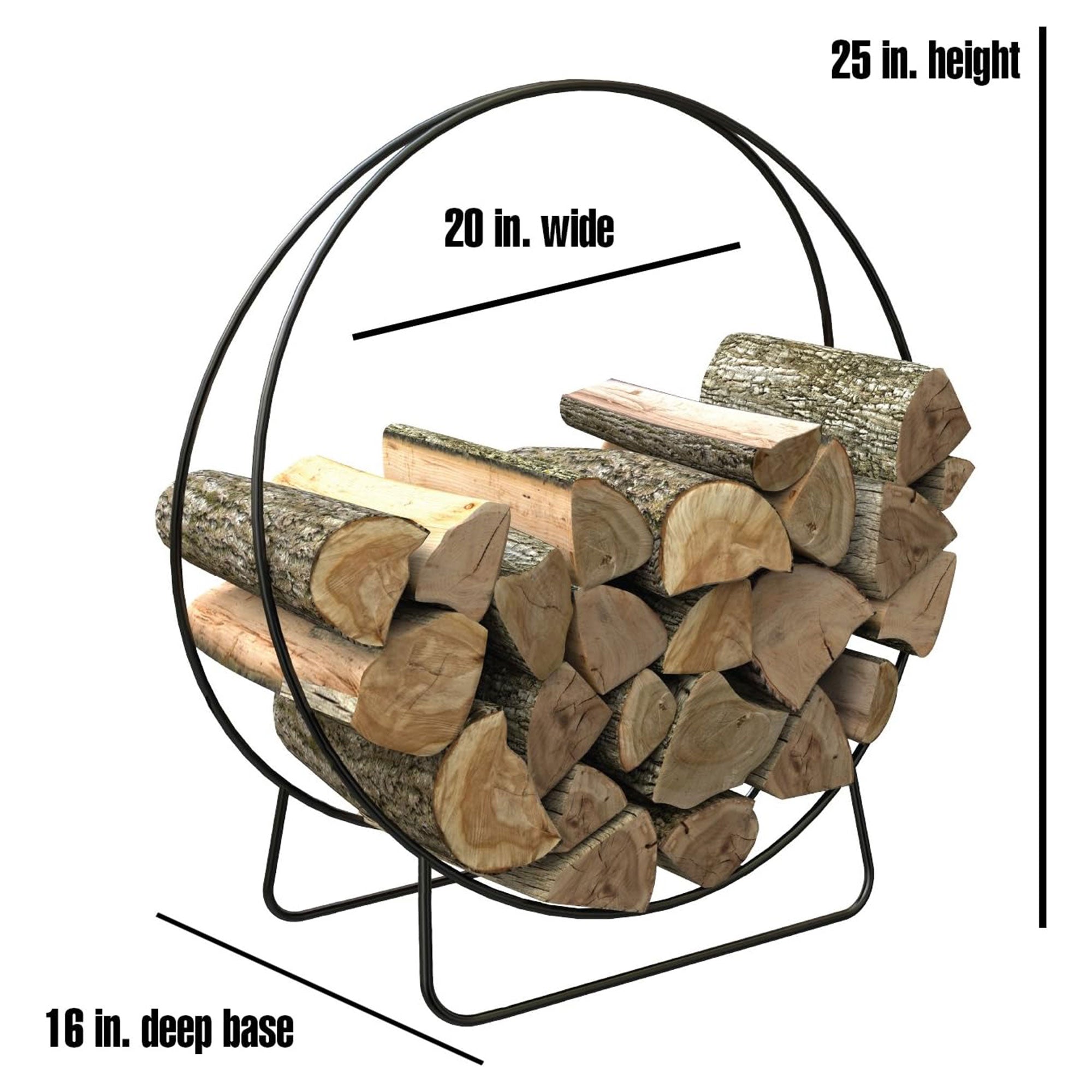 Panacea Open Hearth 20 Inch Tubular Steel Log Hoop for Storing Firewood, Black - Smart-nests