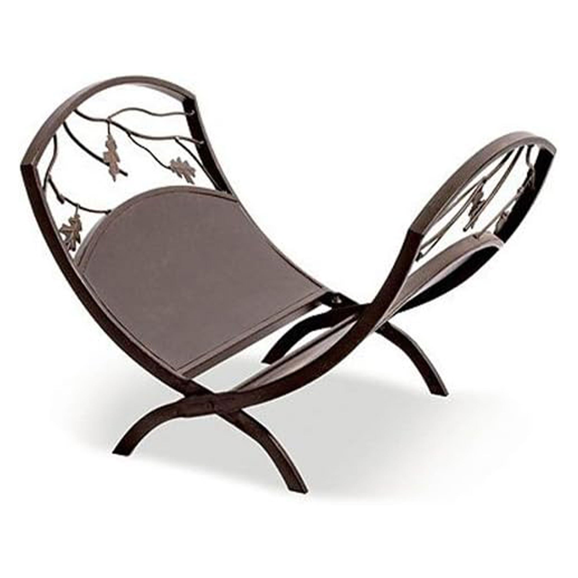 Panacea Compact Foldable Powder-coated Steel Oak Leaf Log Bin with Pan, Brown - Smart-nests