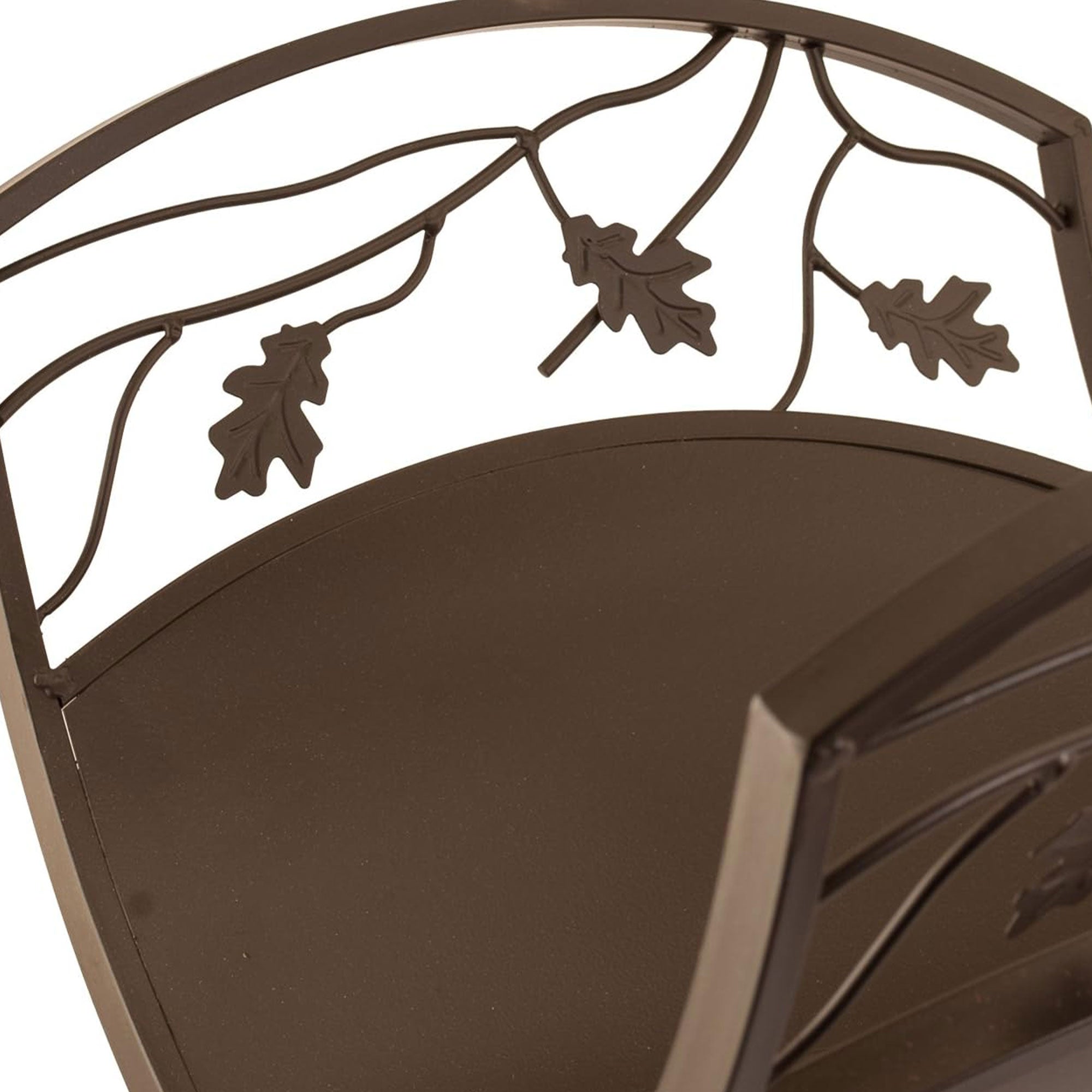 Panacea Compact Foldable Powder-coated Steel Oak Leaf Log Bin with Pan, Brown - Smart-nests