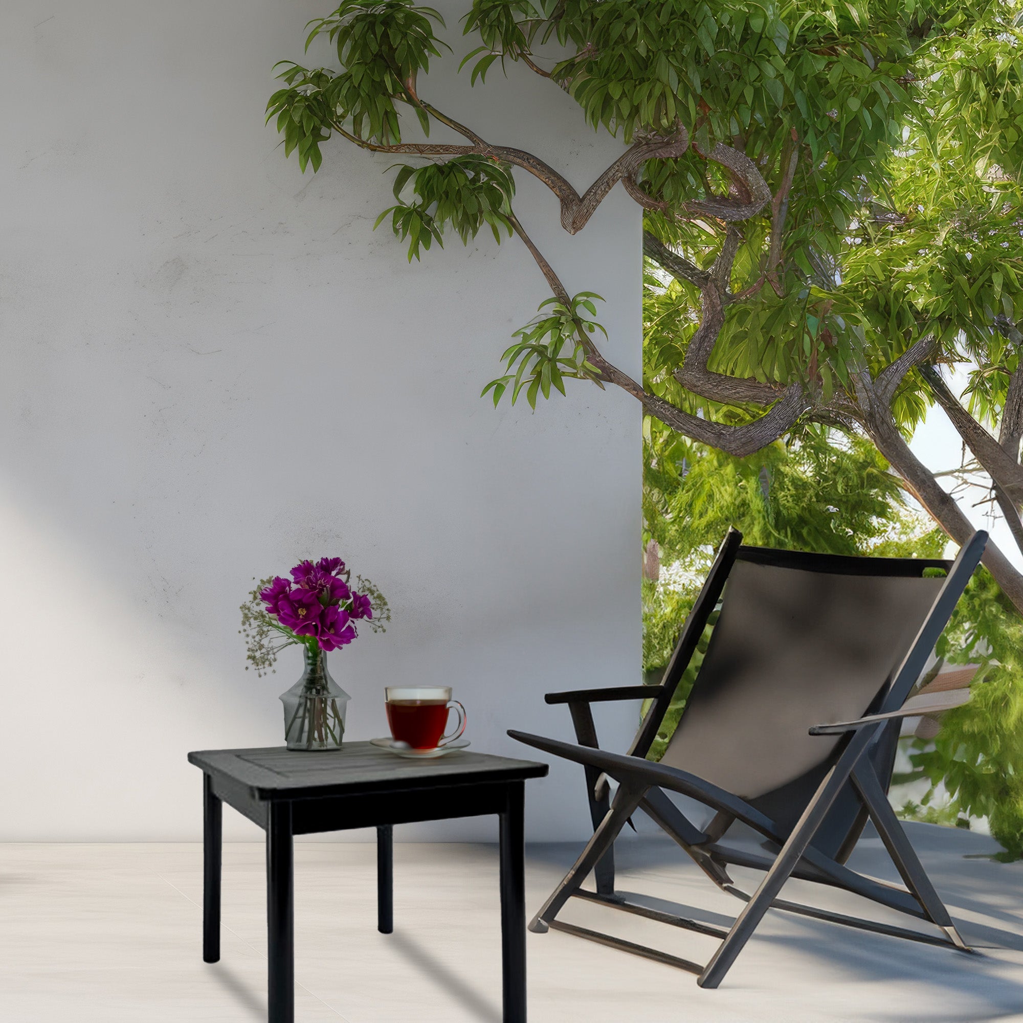 Jack Post Farmhouse Outdoor Hardwood Square Patio Dining Side End Table, Black - Smart-nests