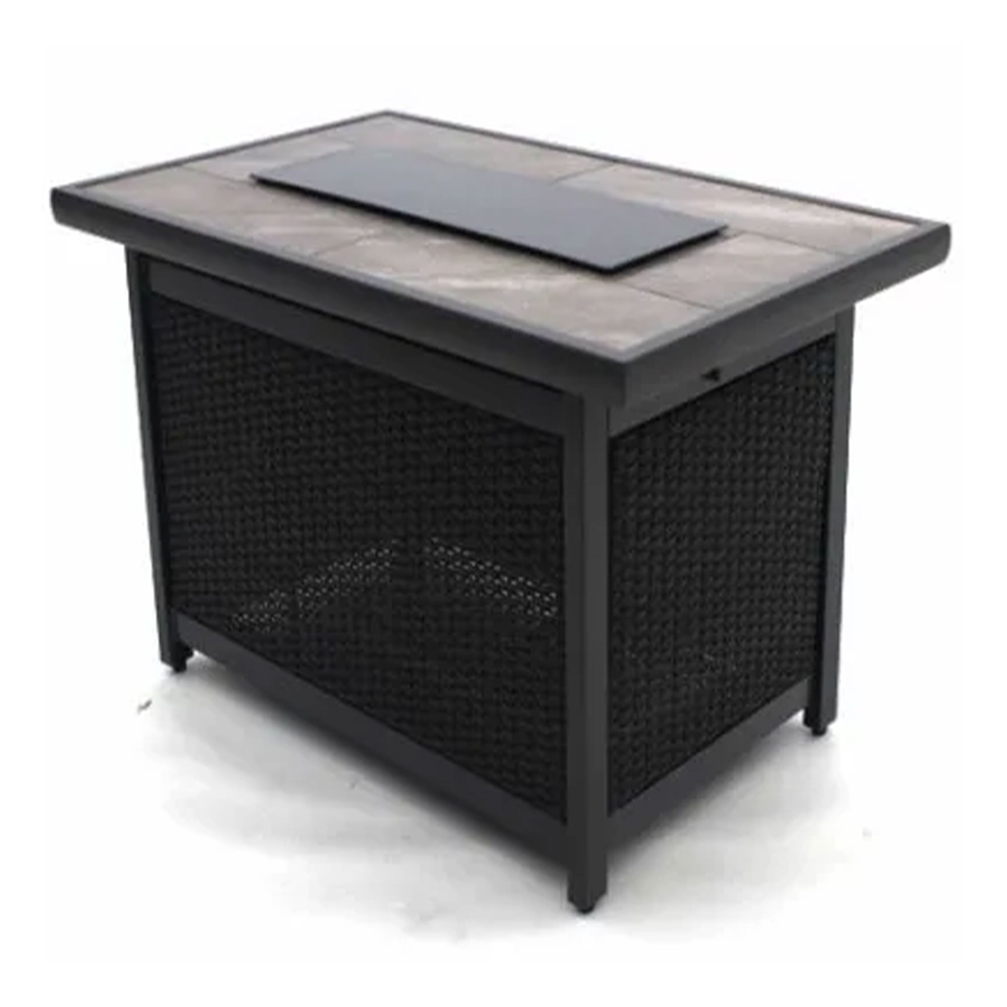 Four Seasons Courtyard Wilmette Firepit Woven Wicker with Grouted Stone Top - Smart-nests