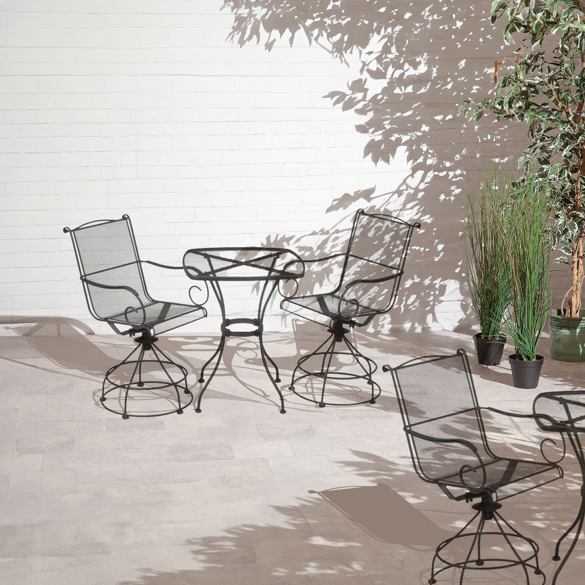 Woodard Uptown 3 Piece Bistro and Balcony Set with Powder Coated Finish, Black - Smart-nests