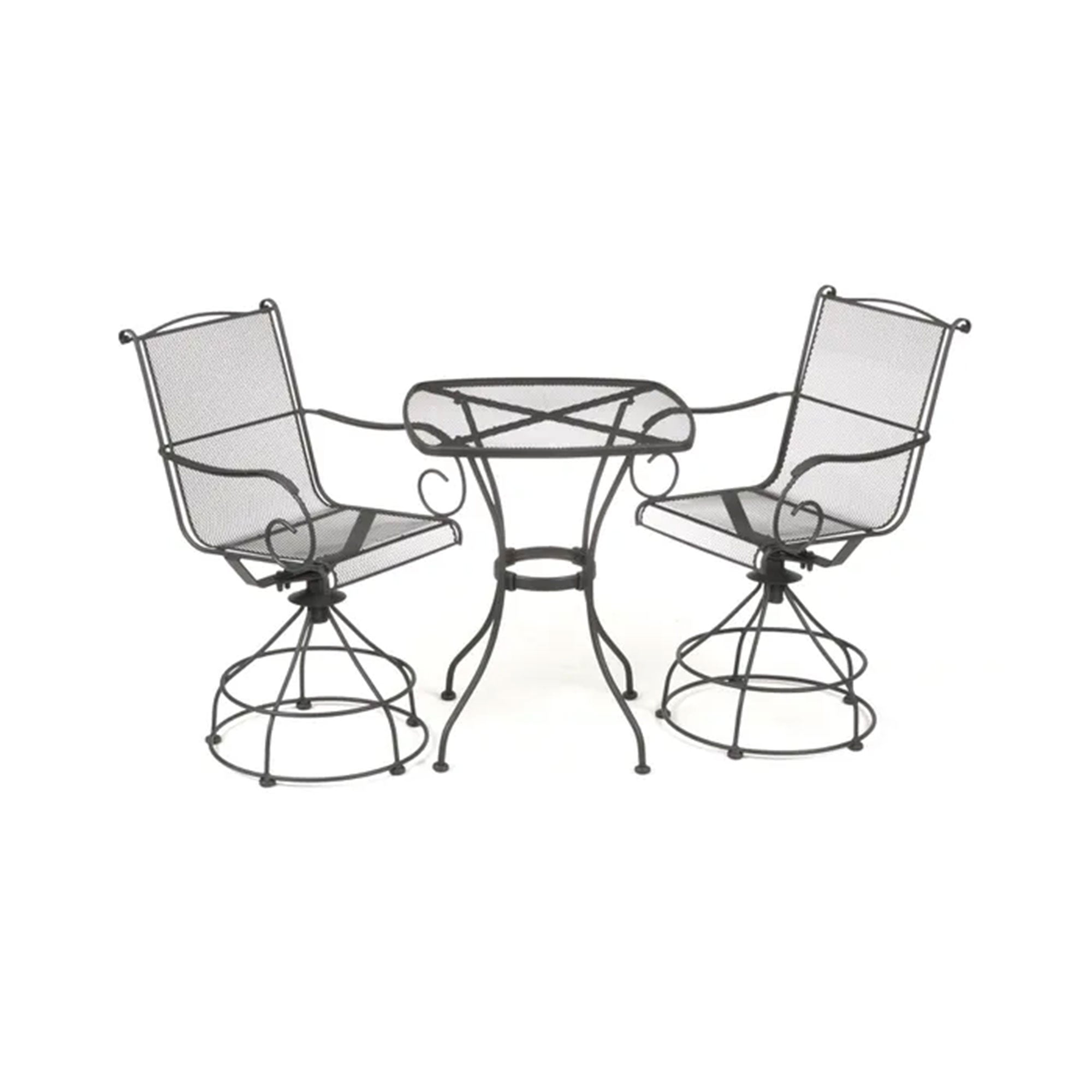 Woodard Uptown 3 Piece Bistro and Balcony Set with Powder Coated Finish, Black - Smart-nests