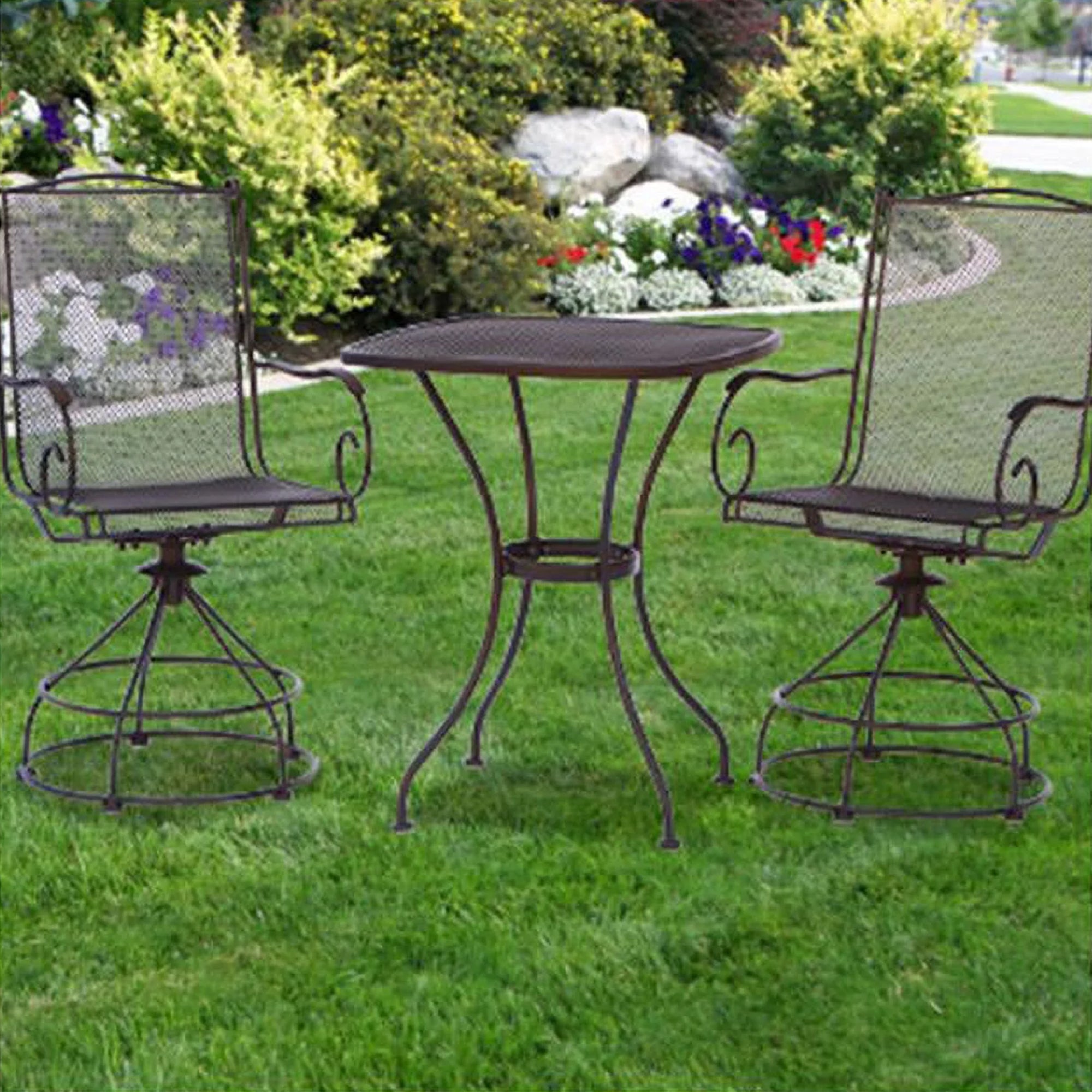 Woodard Uptown 3 Piece Bistro and Balcony Set with Powder Coated Finish, Black - Smart-nests