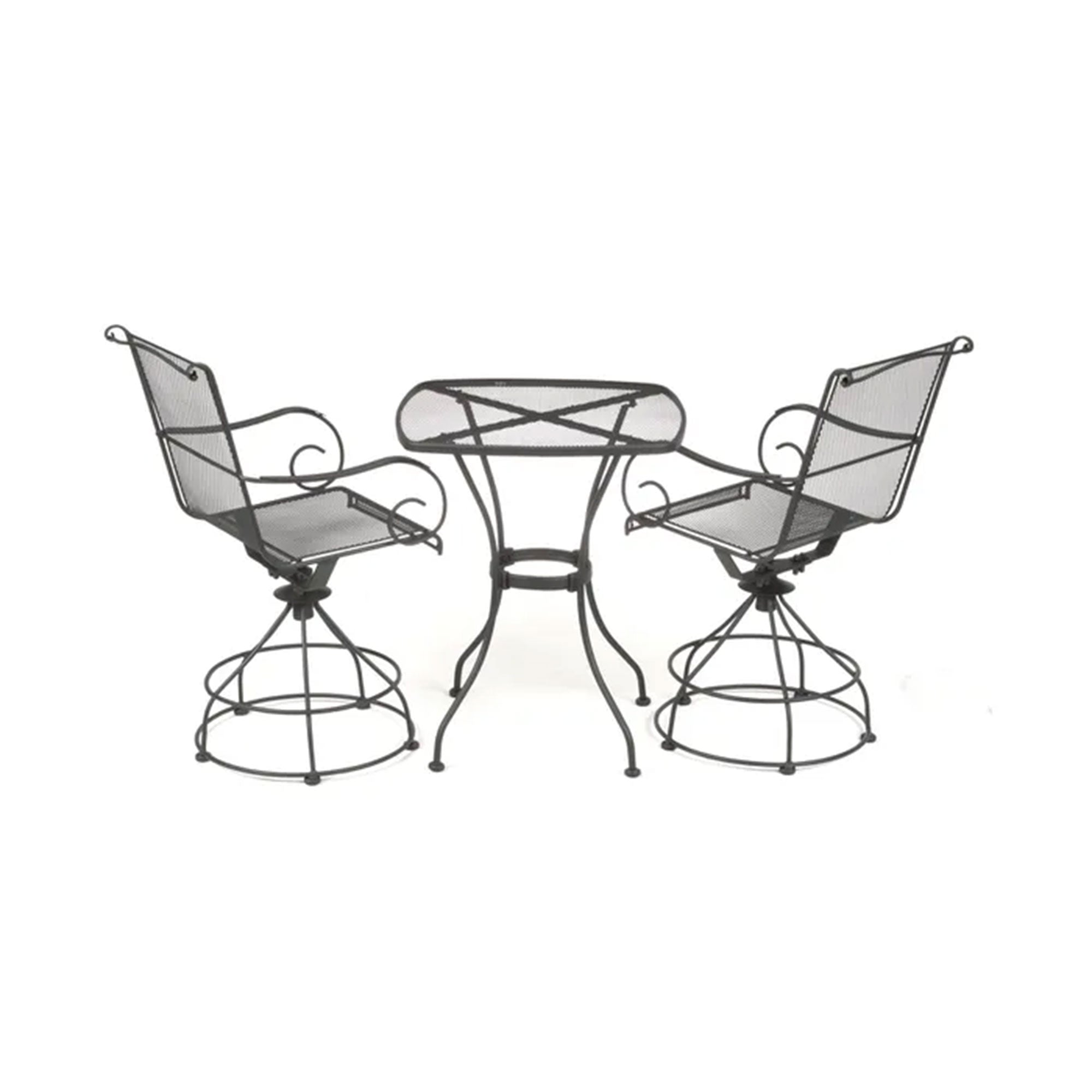 Woodard Uptown 3 Piece Bistro and Balcony Set with Powder Coated Finish, Black - Smart-nests