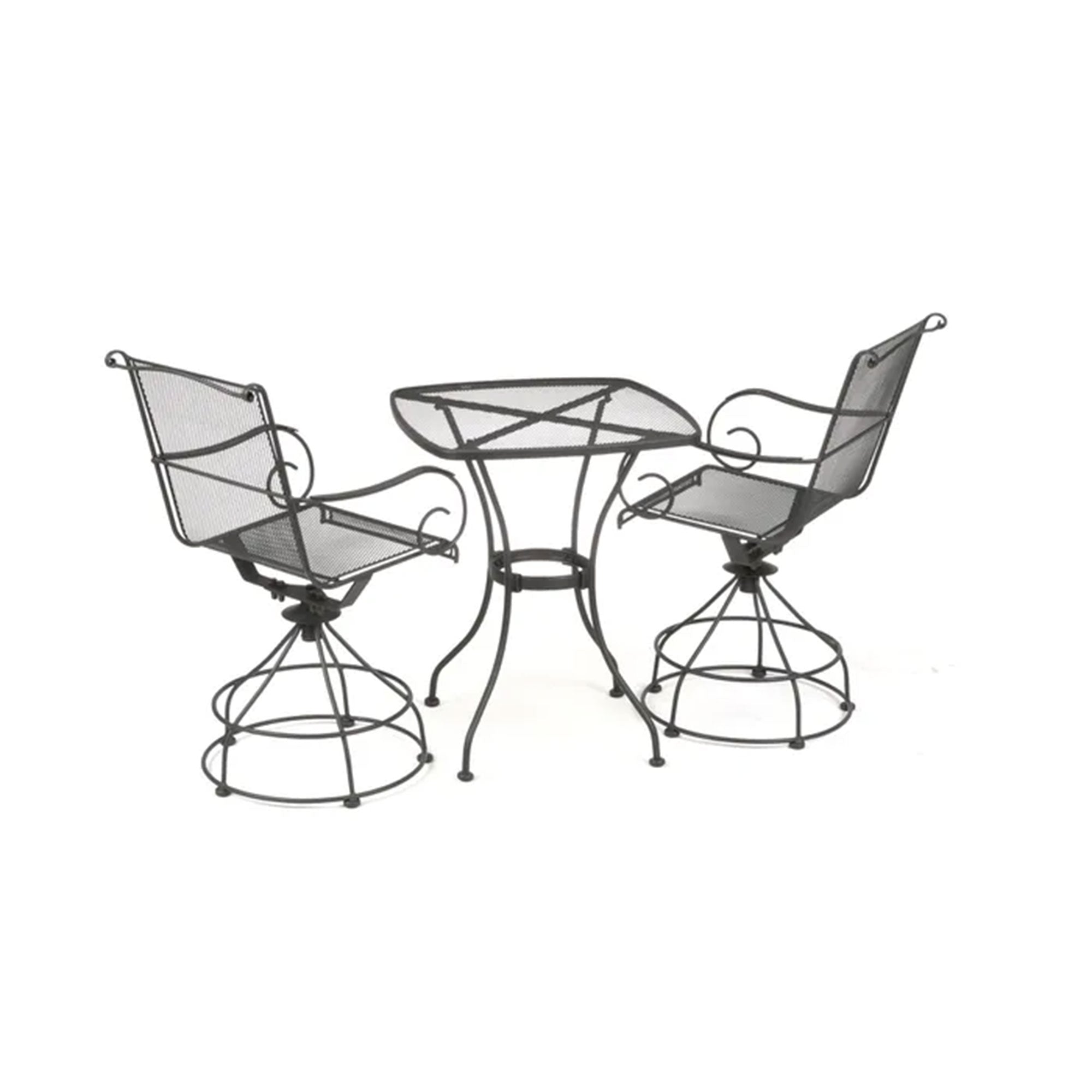 Woodard Uptown 3 Piece Bistro and Balcony Set with Powder Coated Finish, Black - Smart-nests