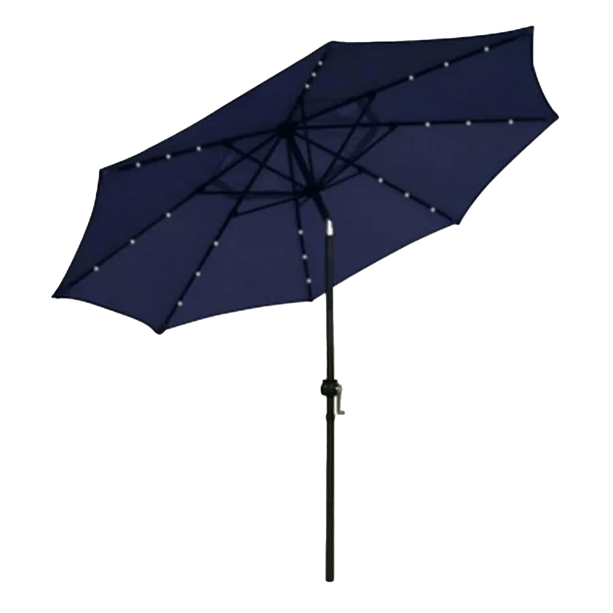 Four Seasons Courtyard 9’ Polyester Patio Market LED Umbrella w/Steel Pole, Navy - Smart-nests