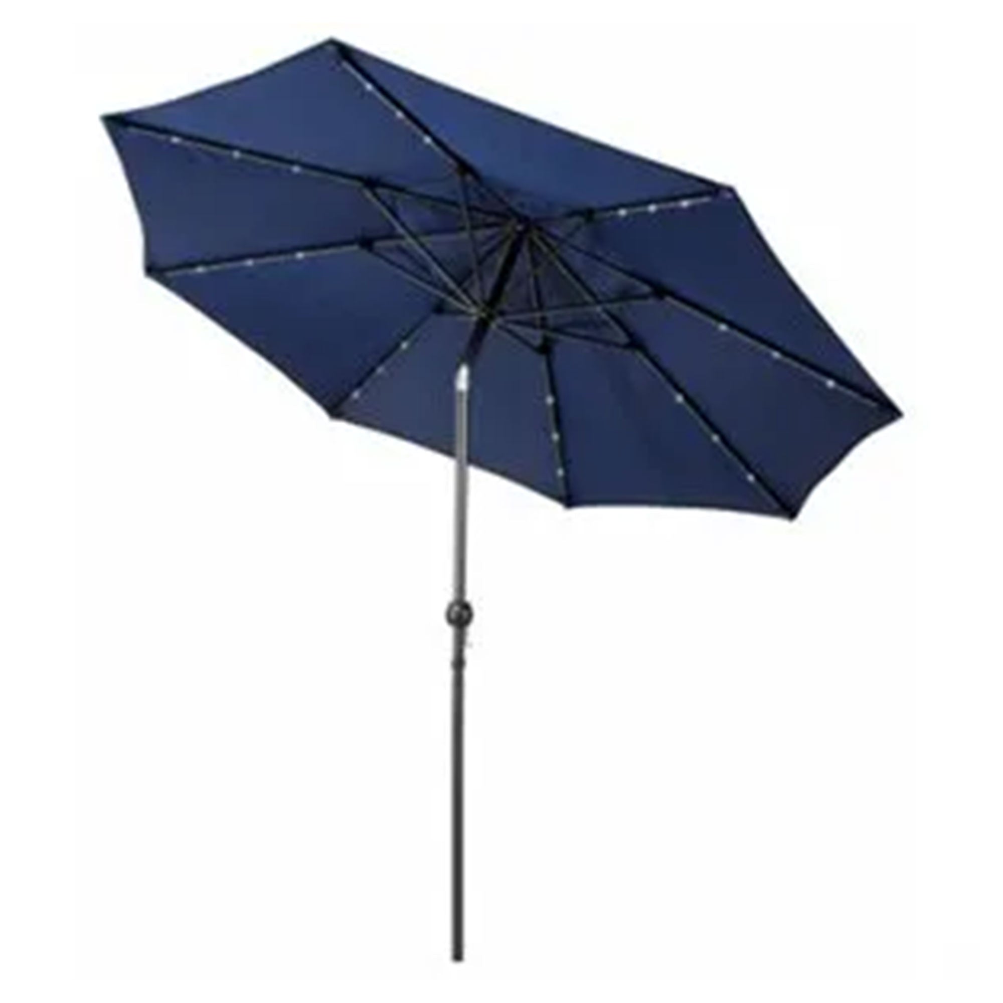 Four Seasons Courtyard 9’ Polyester Patio Market LED Umbrella w/Steel Pole, Navy - Smart-nests