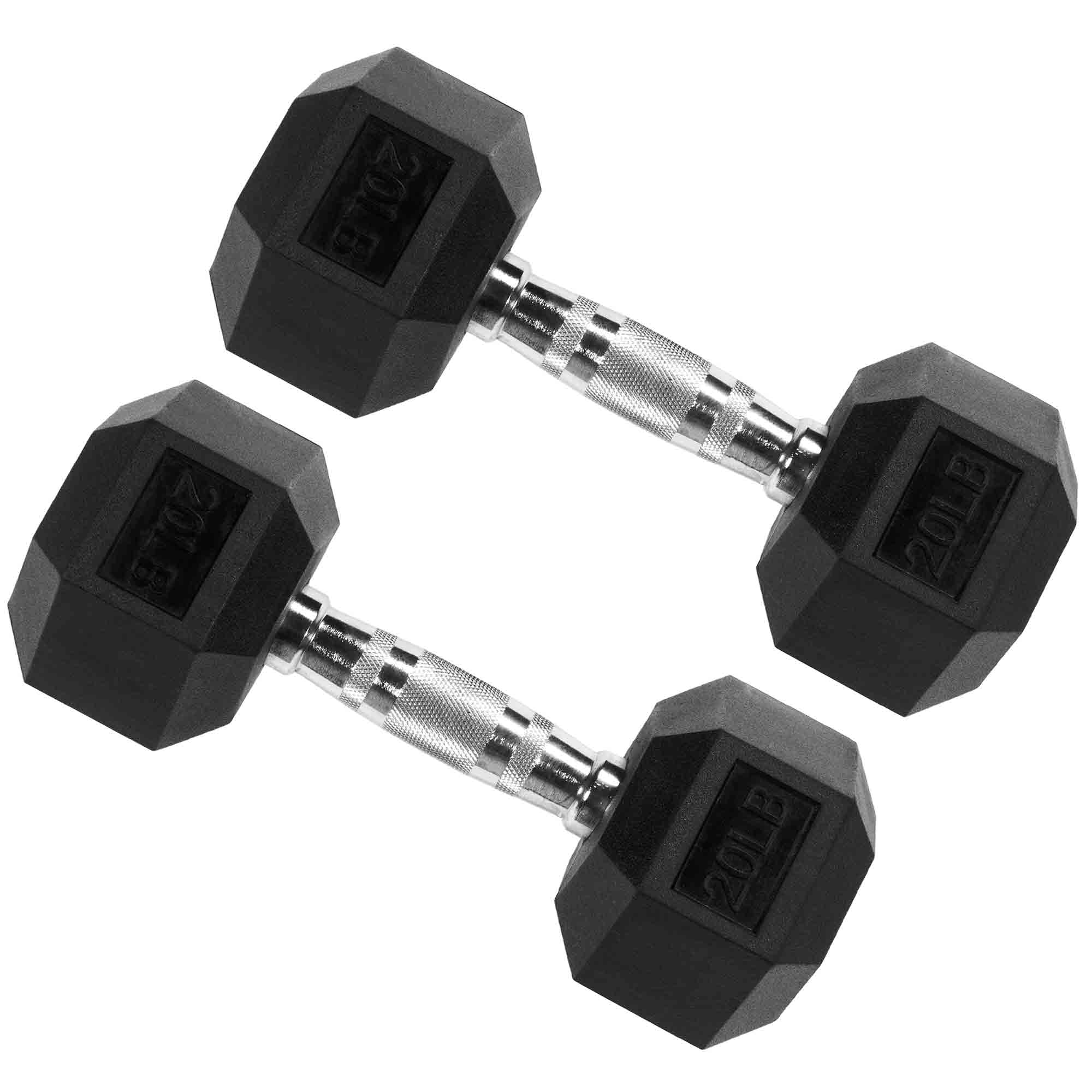 Signature Fitness Hex Dumbbells Strength Training Workout Equipment Set, 20 lbs - Smart-nests