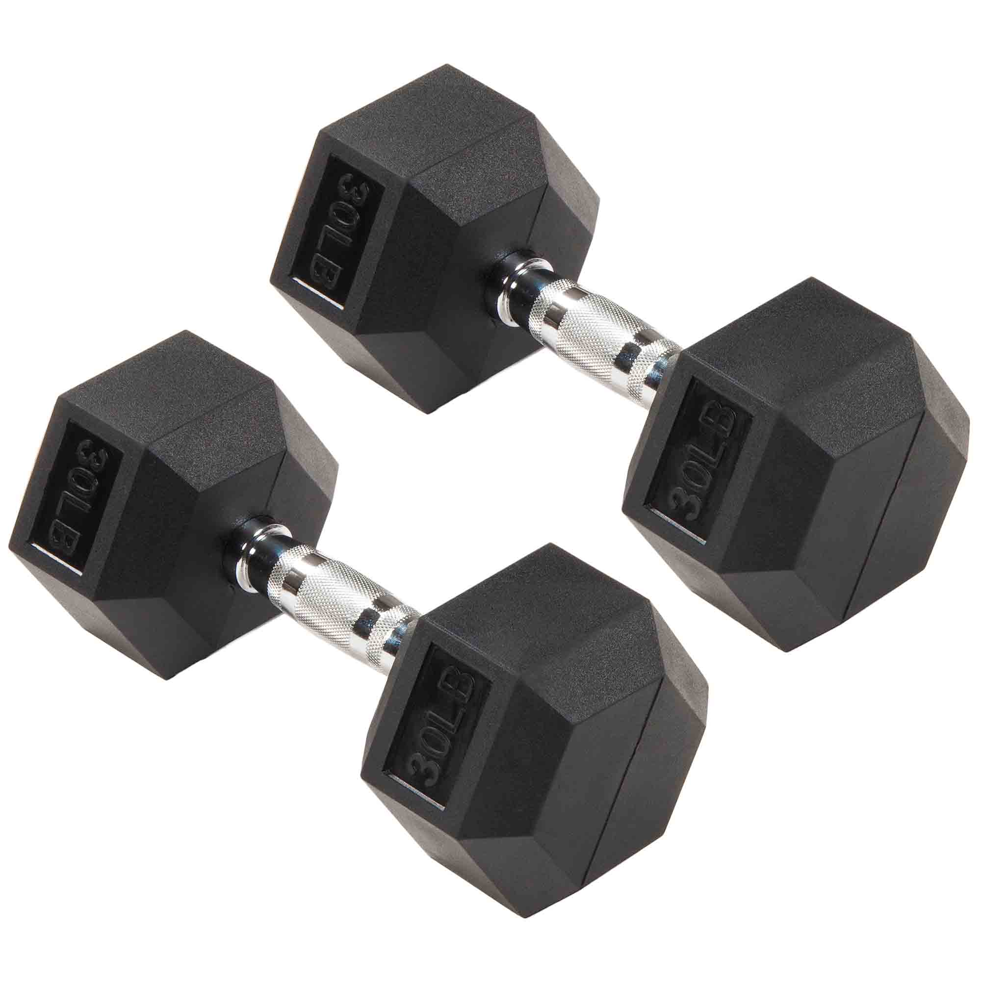 Signature Fitness Hex Dumbbells Strength Training Workout Equipment Set, 30 lbs - Smart-nests