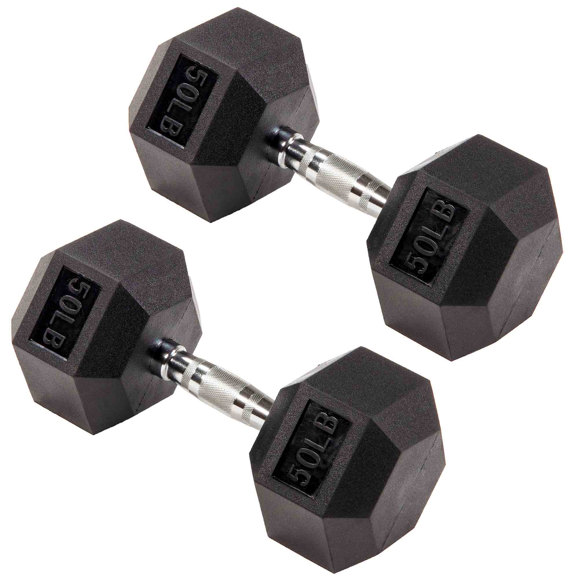 Signature Fitness Hex Dumbbells Strength Training Workout Equipment Set, 50 lbs - Smart-nests