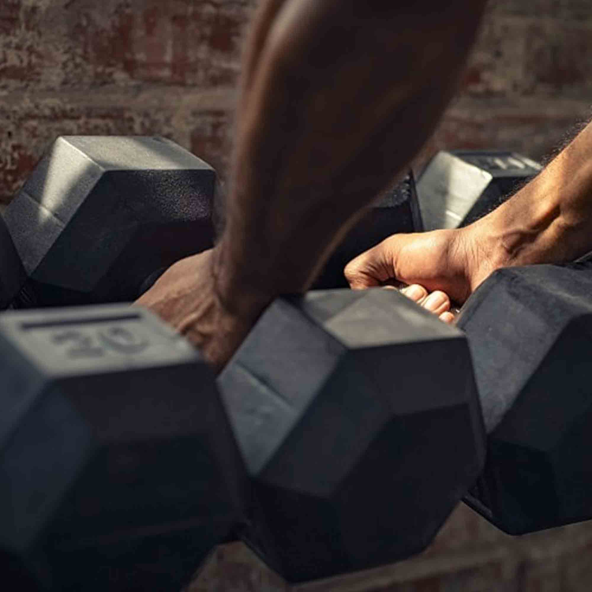 Signature Fitness Hex Dumbbells Strength Training Workout Equipment Set, 50 lbs - Smart-nests