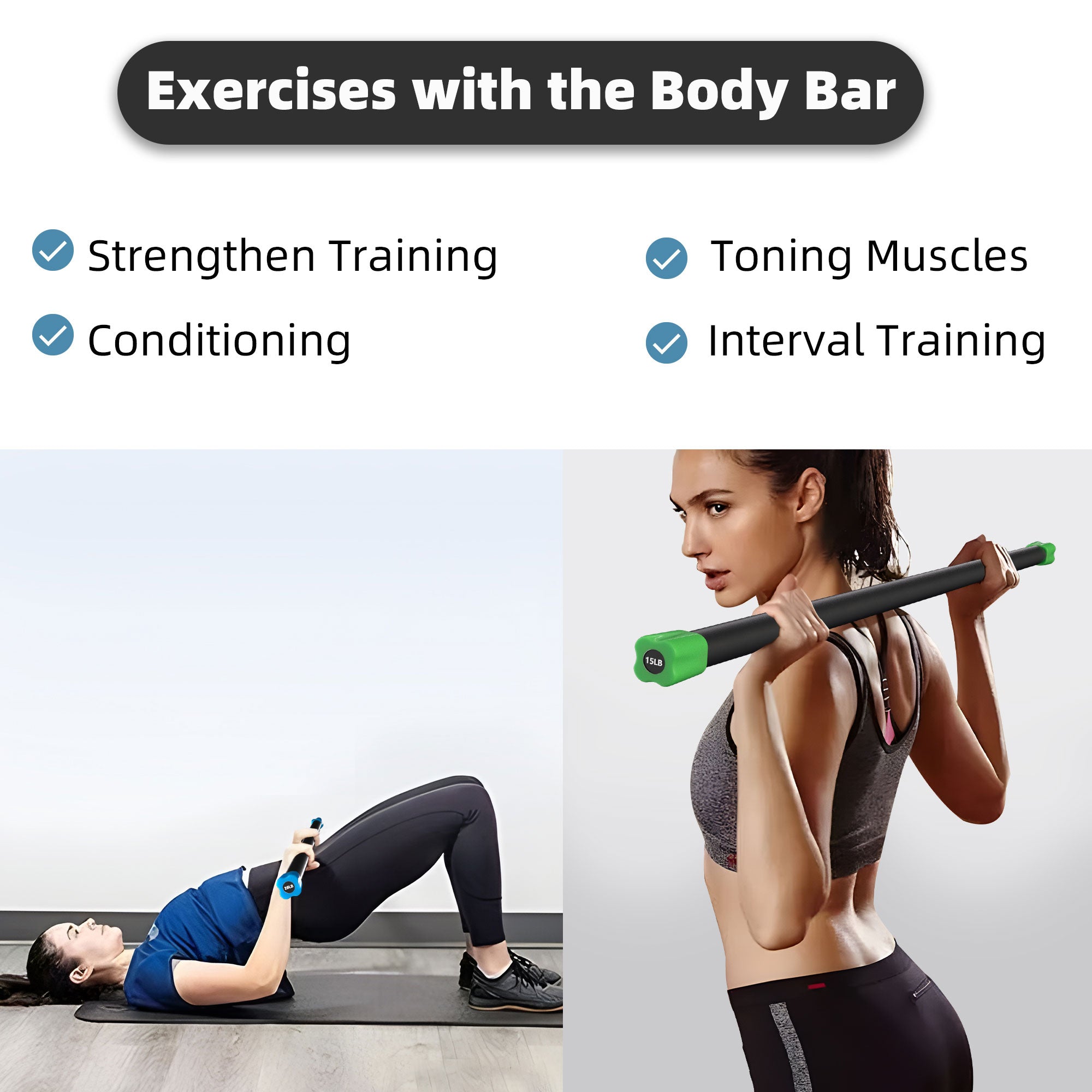 Signature Fitness Total Body Workout & Exercise Weighted Bar Padded Grip, 3 Pack - Smart-nests