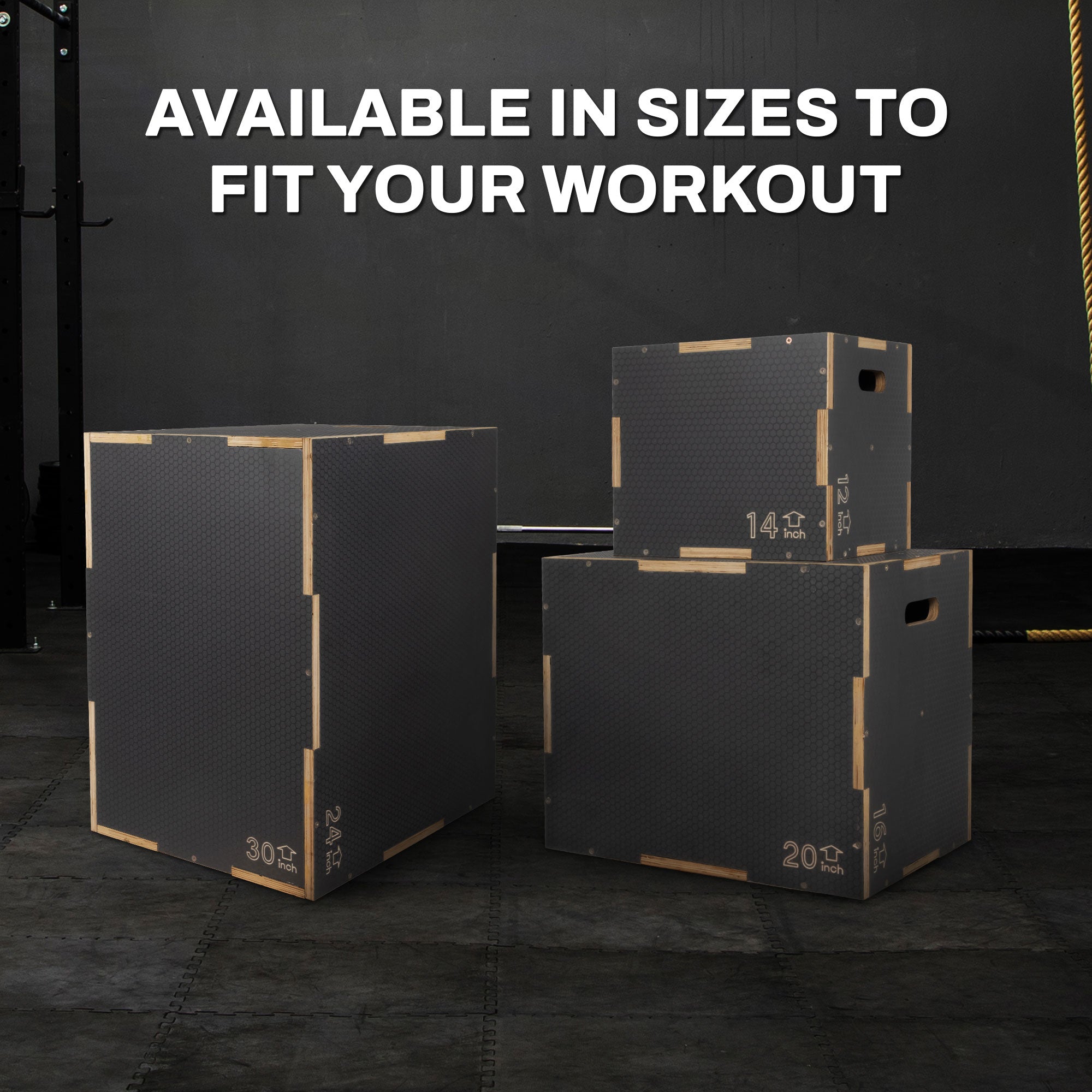 Signature Fitness 16" x 14" x 12" Wooden Plyo Box Non-Slip Jump Platform, Gray - Smart-nests