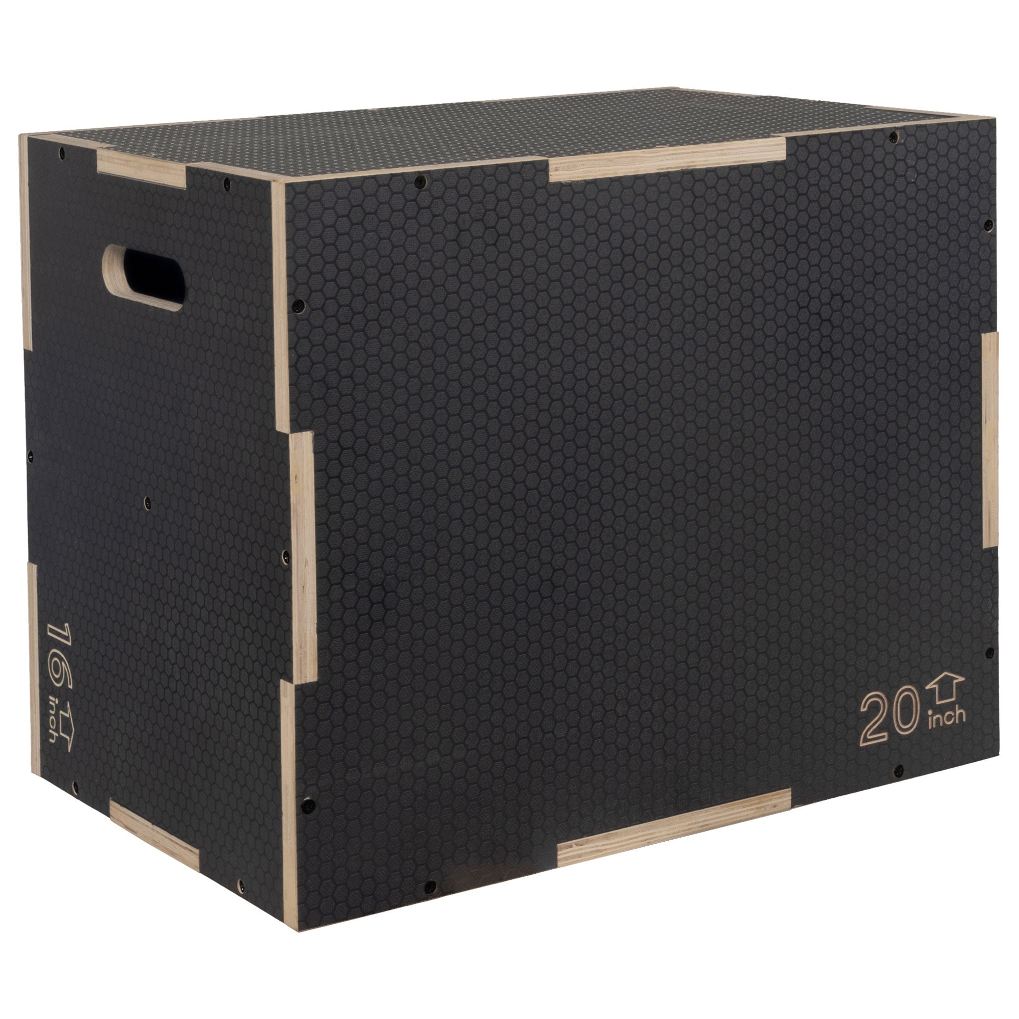 Signature Fitness 24" x 20" x 16" Wooden Plyo Box Non-Slip Jump Platform, Gray - Smart-nests