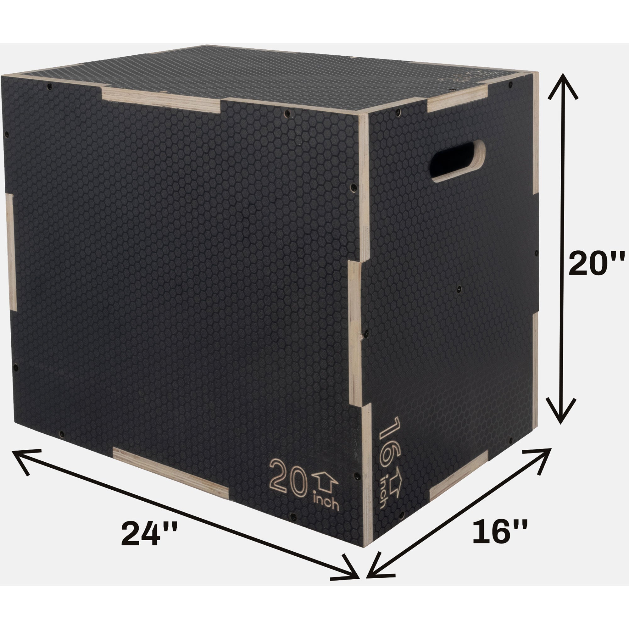 Signature Fitness 24" x 20" x 16" Wooden Plyo Box Non-Slip Jump Platform, Gray - Smart-nests