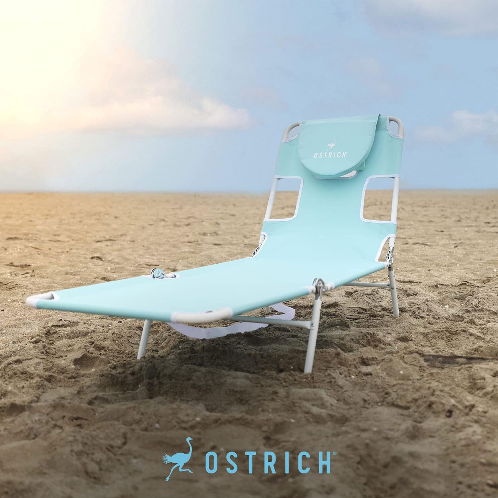 Ostrich Chaise Lounge, Versatile Facedown Beach Camping Pool Tanning Chair, Aqua - Smart-nests