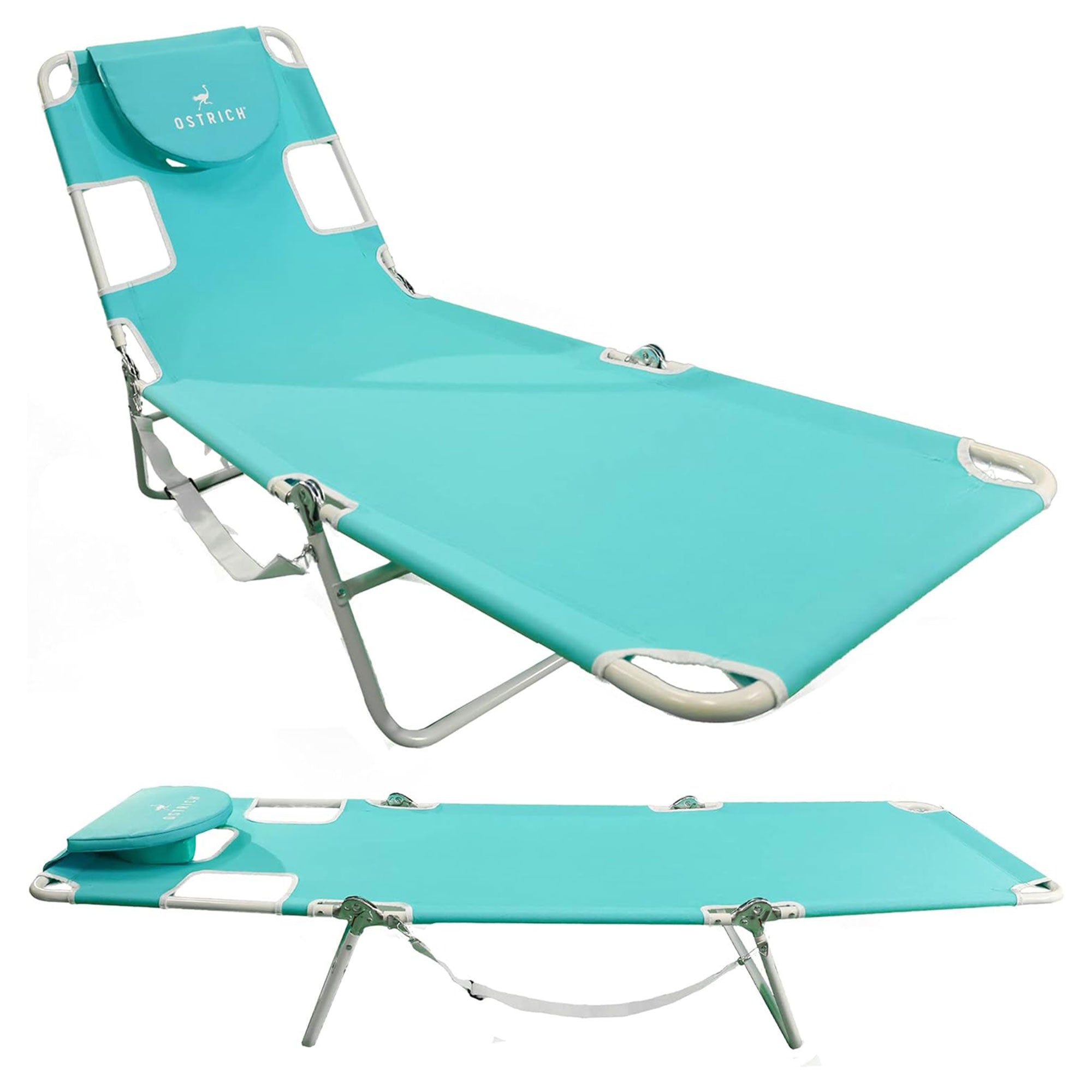 Ostrich Chaise Lounge, Versatile Facedown Beach Camping Pool Tanning Chair, Aqua - Smart-nests