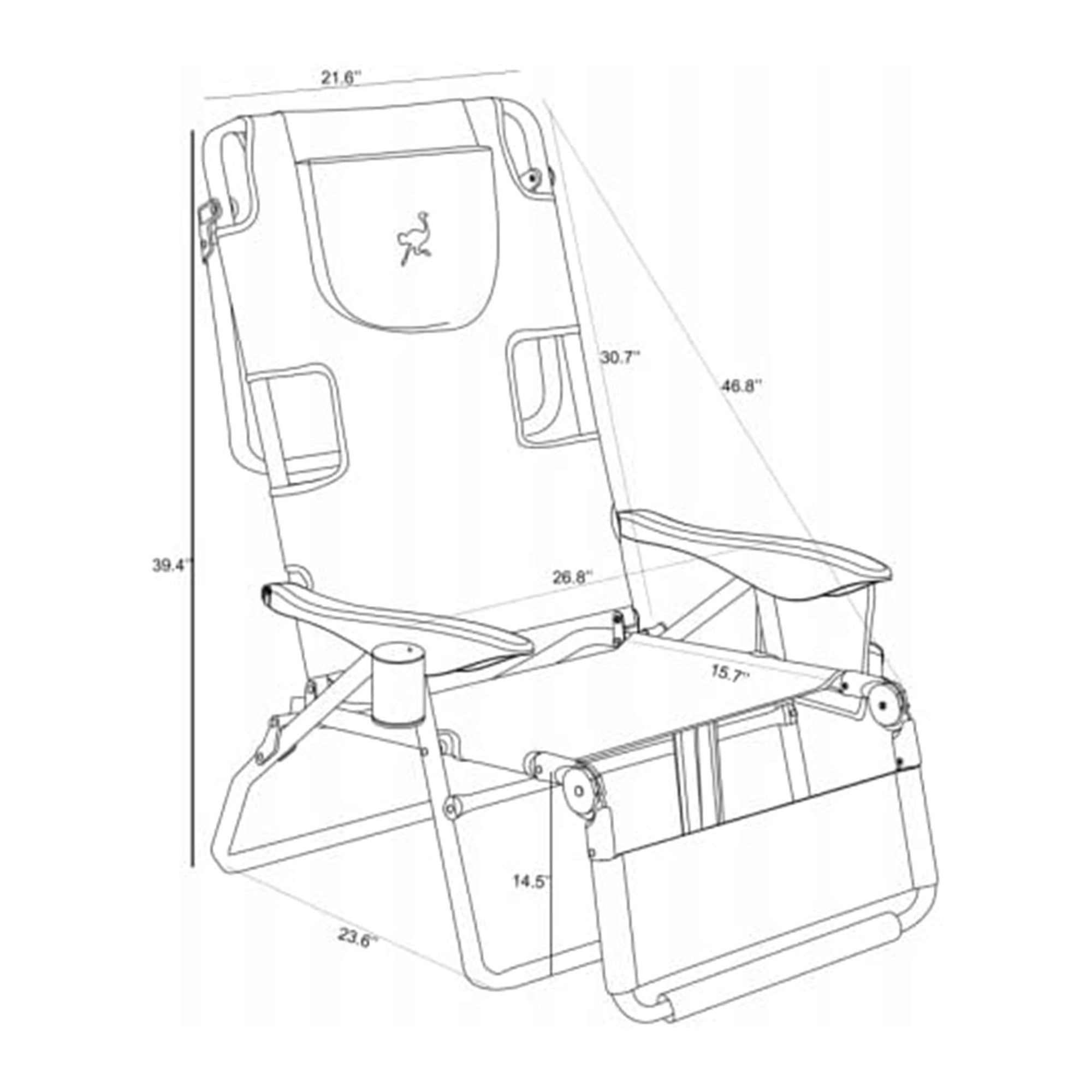 Deltess Ostrich 3 In 1 Portable Chair Cooler Bag & Reclining Lounger, Royal Blue - Smart-nests
