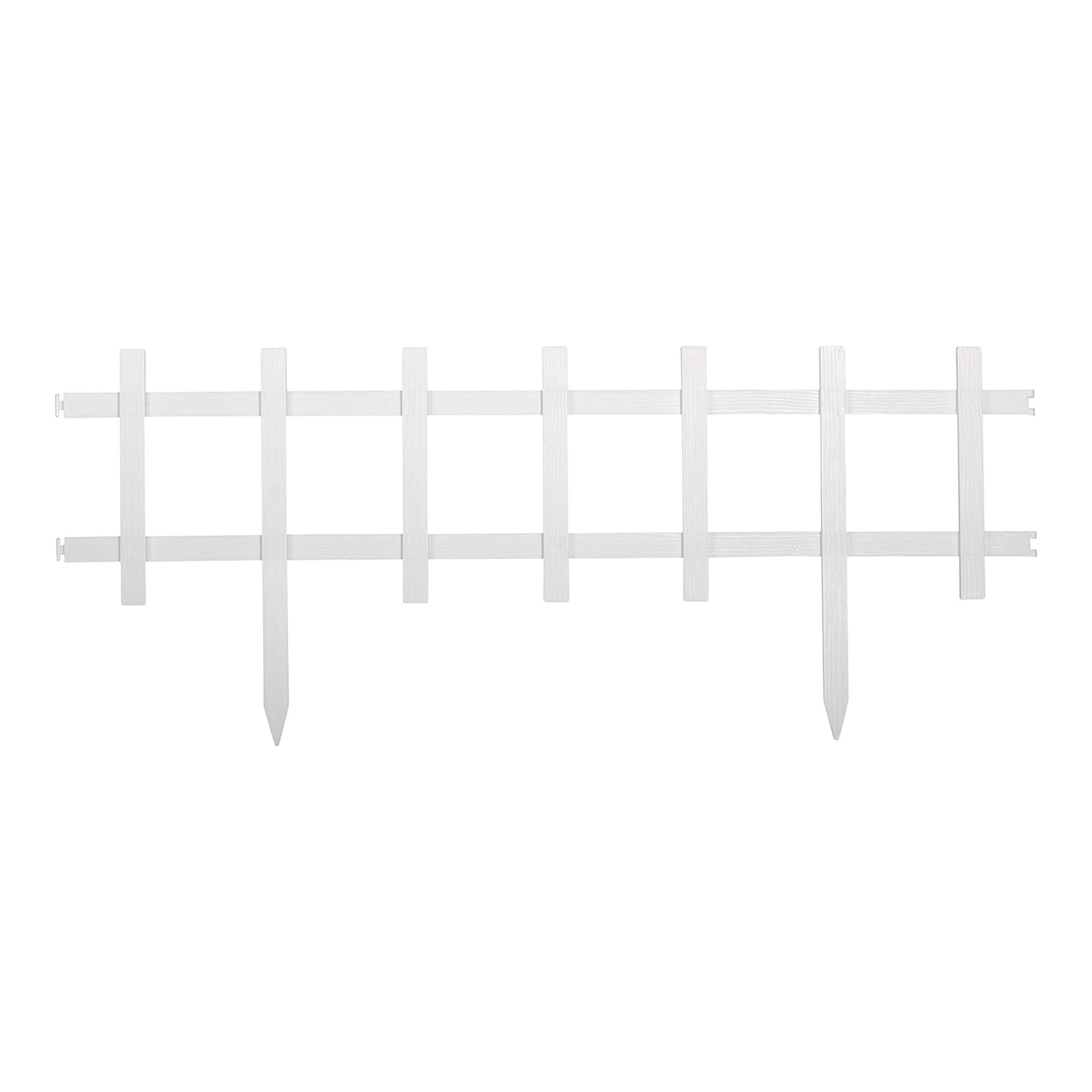 Suncast Cape Cod Styling Long Border Fence w/ Interlocking Tabs, White (4 Pack) - Smart-nests