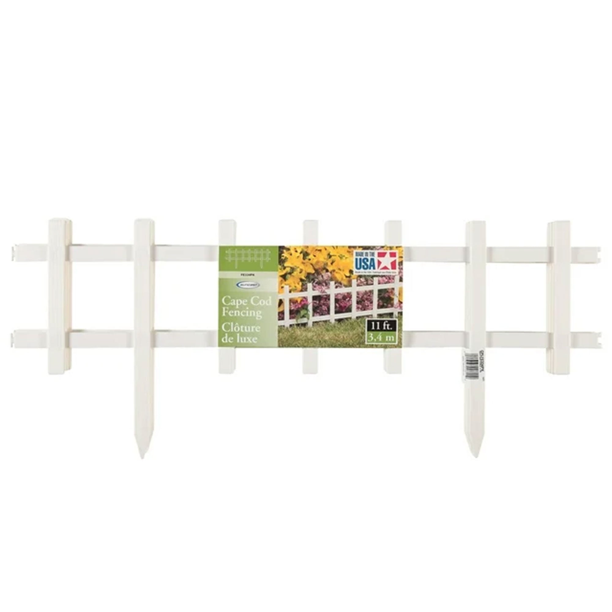 Suncast Cape Cod Styling Long Border Fence w/ Interlocking Tabs, White (4 Pack) - Smart-nests