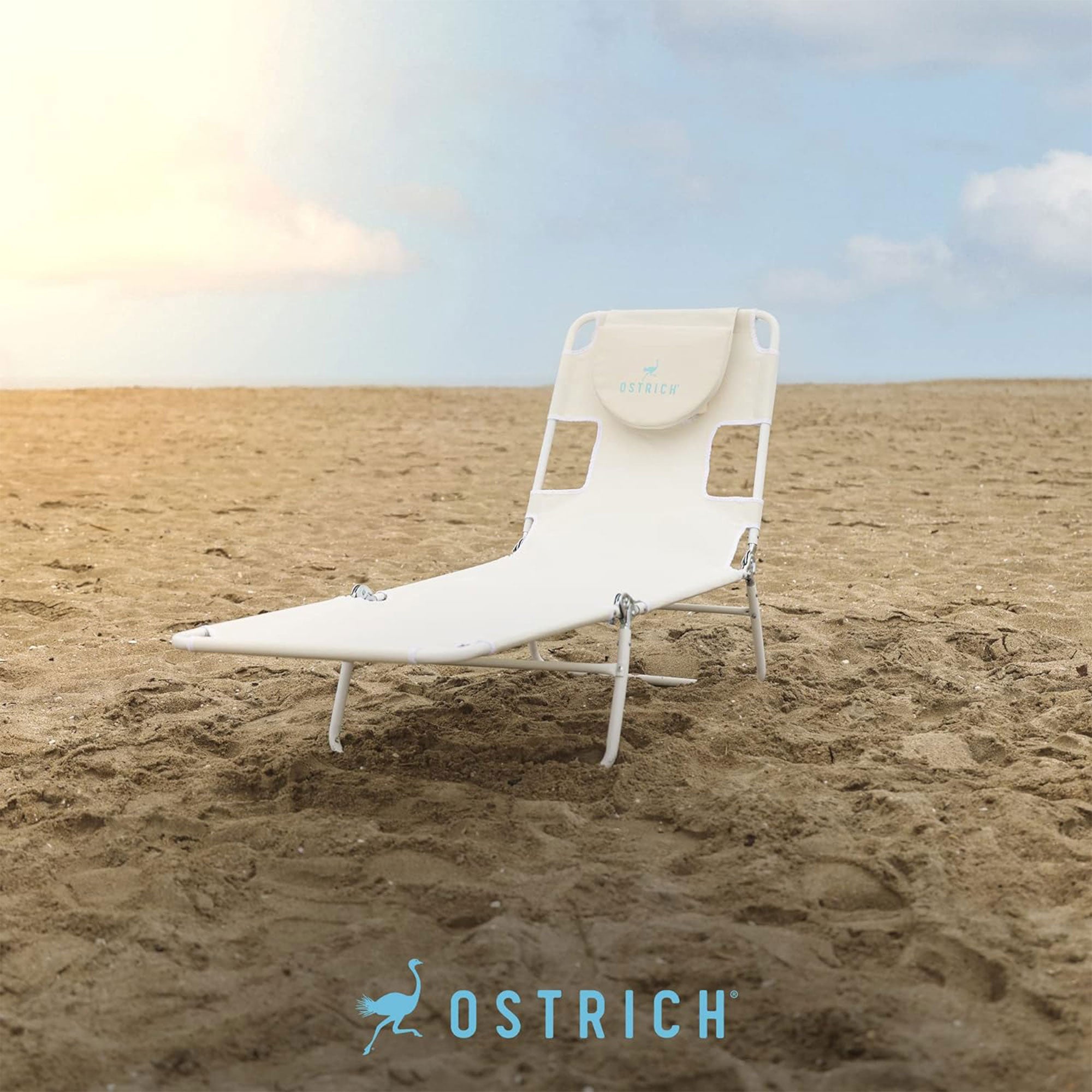 Ostrich Chaise Lounge Versatile Facedown Beach Camping Pool Tanning Chair, White - Smart-nests
