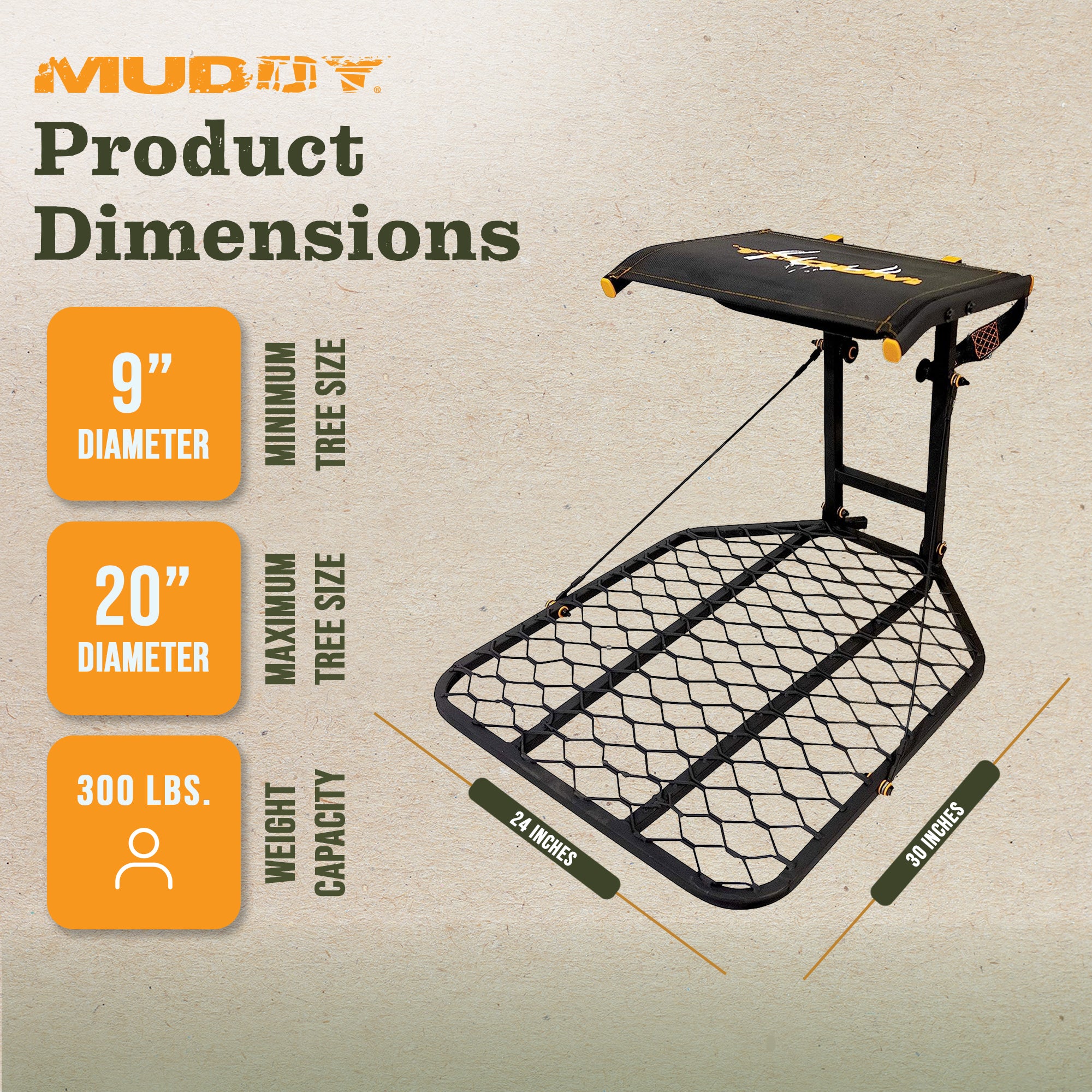 Muddy The Boss Hang On 1 Person Deer Hunting Tree Stand w/ Wide Stance Platform - Smart-nests