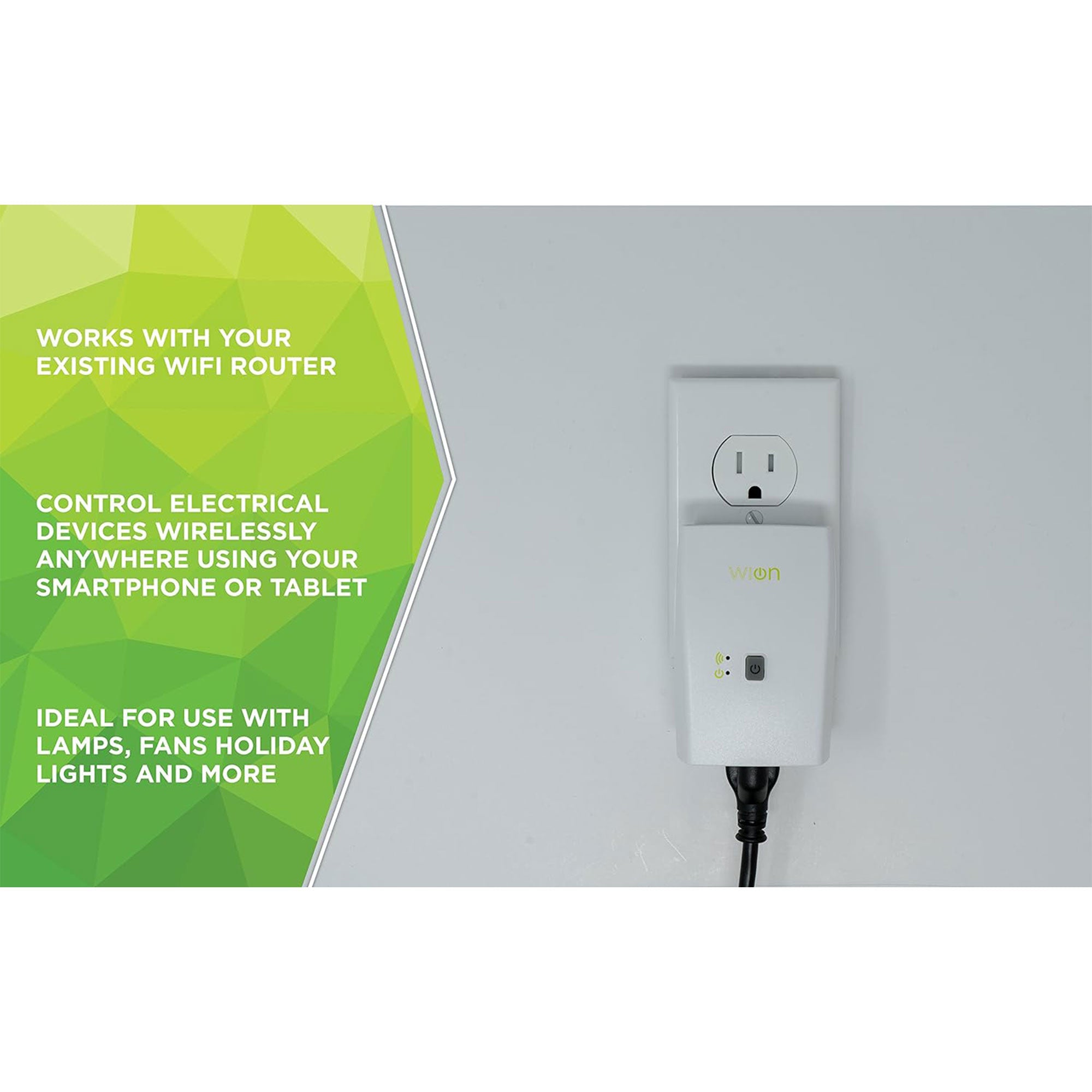 Wion 125V 60 Hertz WiFi Receptacle with Wireless Switch & Programmable Timer - Smart-nests