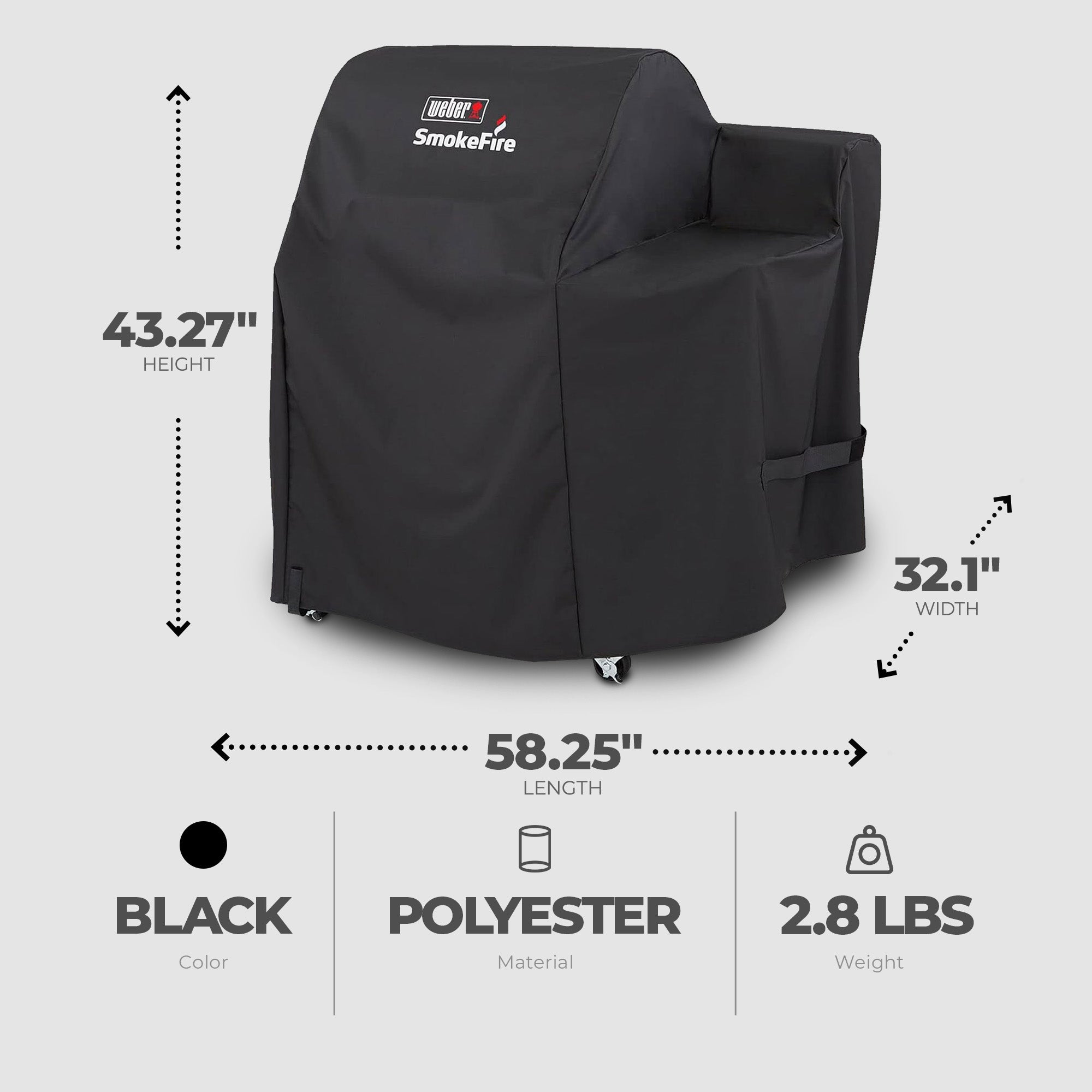 Weber SmokeFire EX4 Wood Pellet BBQ Grill Heavy Duty Polyester Cover, Black - Smart-nests
