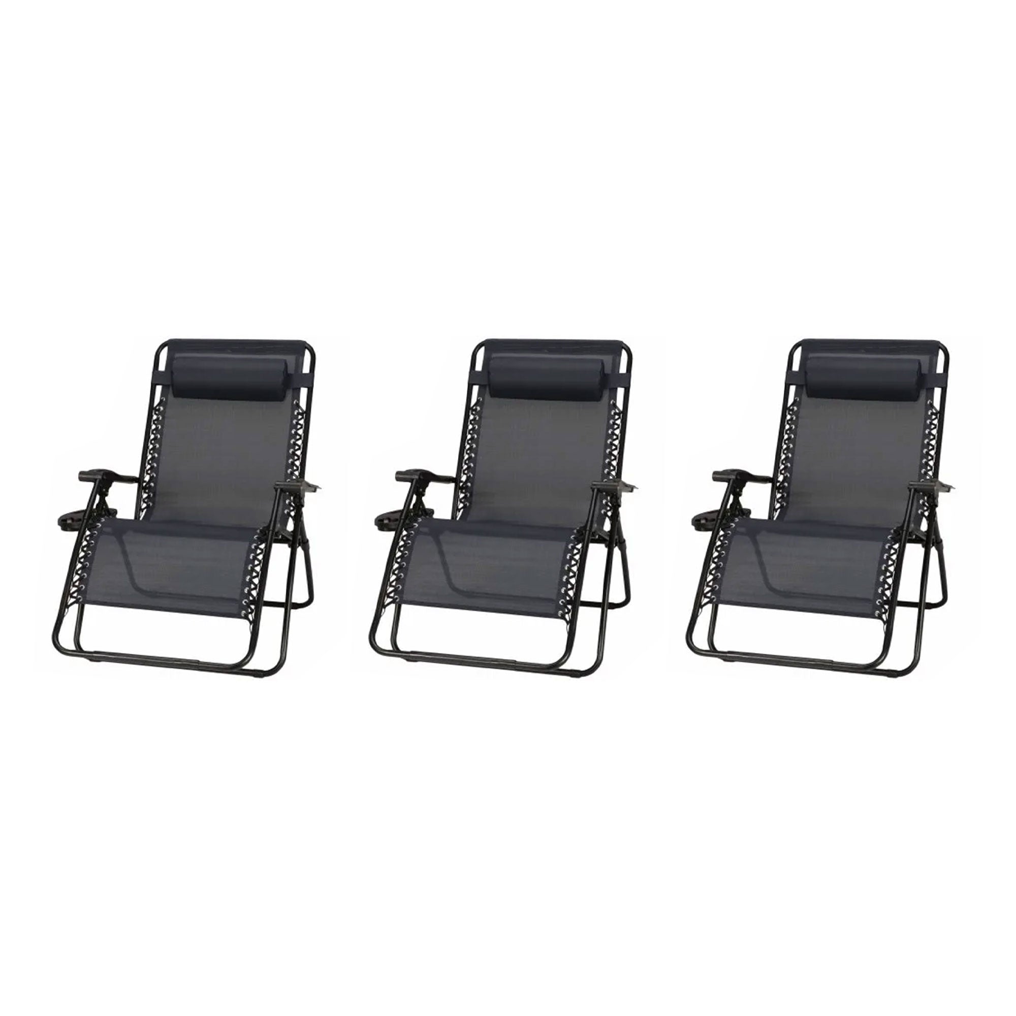 Four Seasons Courtyard Sunny Isles XL Steel Zero Gravity Chair, Black (3 Pack) - Smart-nests