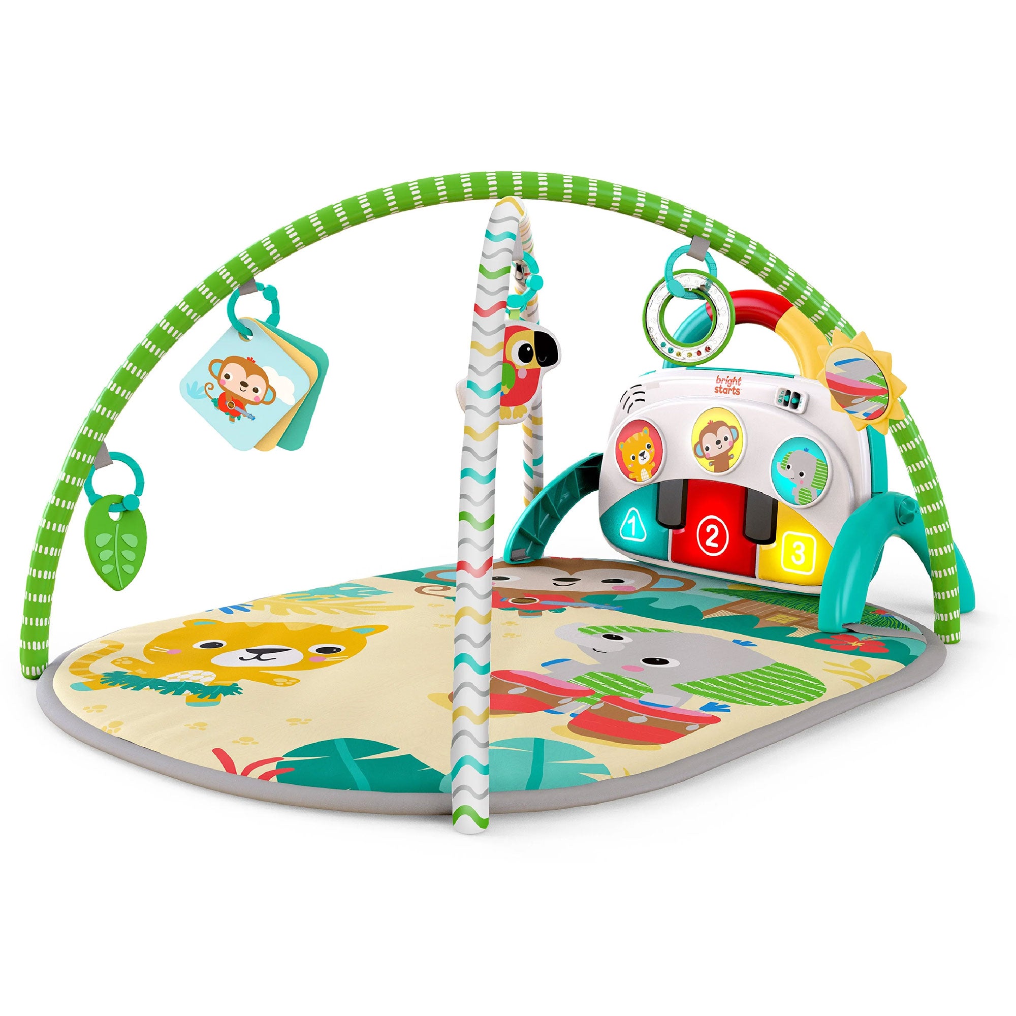 Bright Starts 4 in 1 Groovin Kicks Piano and Drum Baby Play Gym, Tropical Safari - Smart-nests