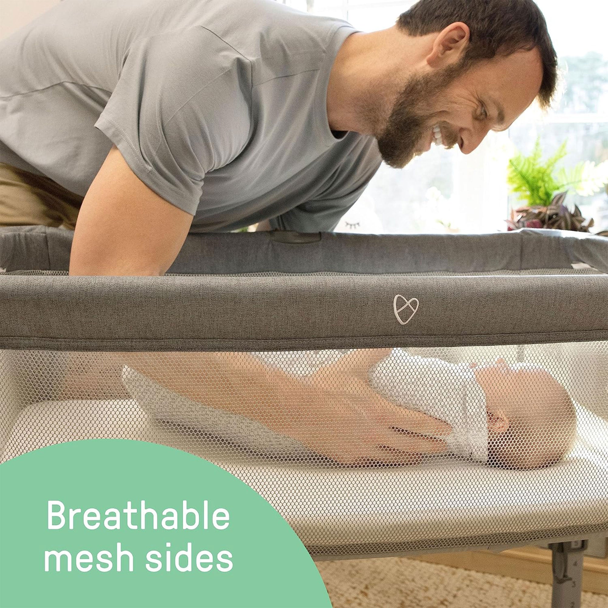 Ingenuity SwaddleMe Beginnings Compact Multi Position Baby Bassinet, Gray Tweed - Smart-nests