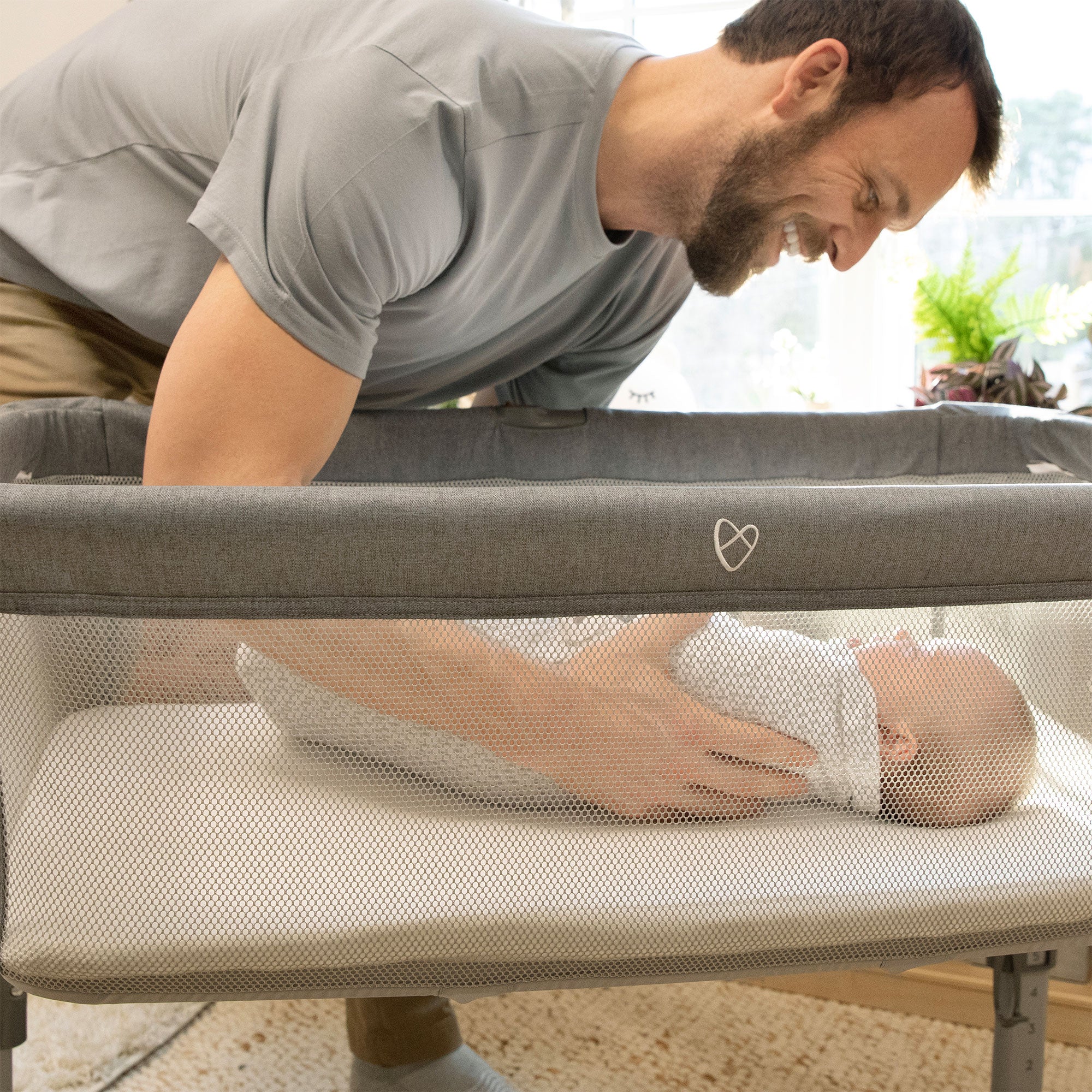 Ingenuity SwaddleMe Beginnings Compact Multi Position Baby Bassinet, Gray Tweed - Smart-nests