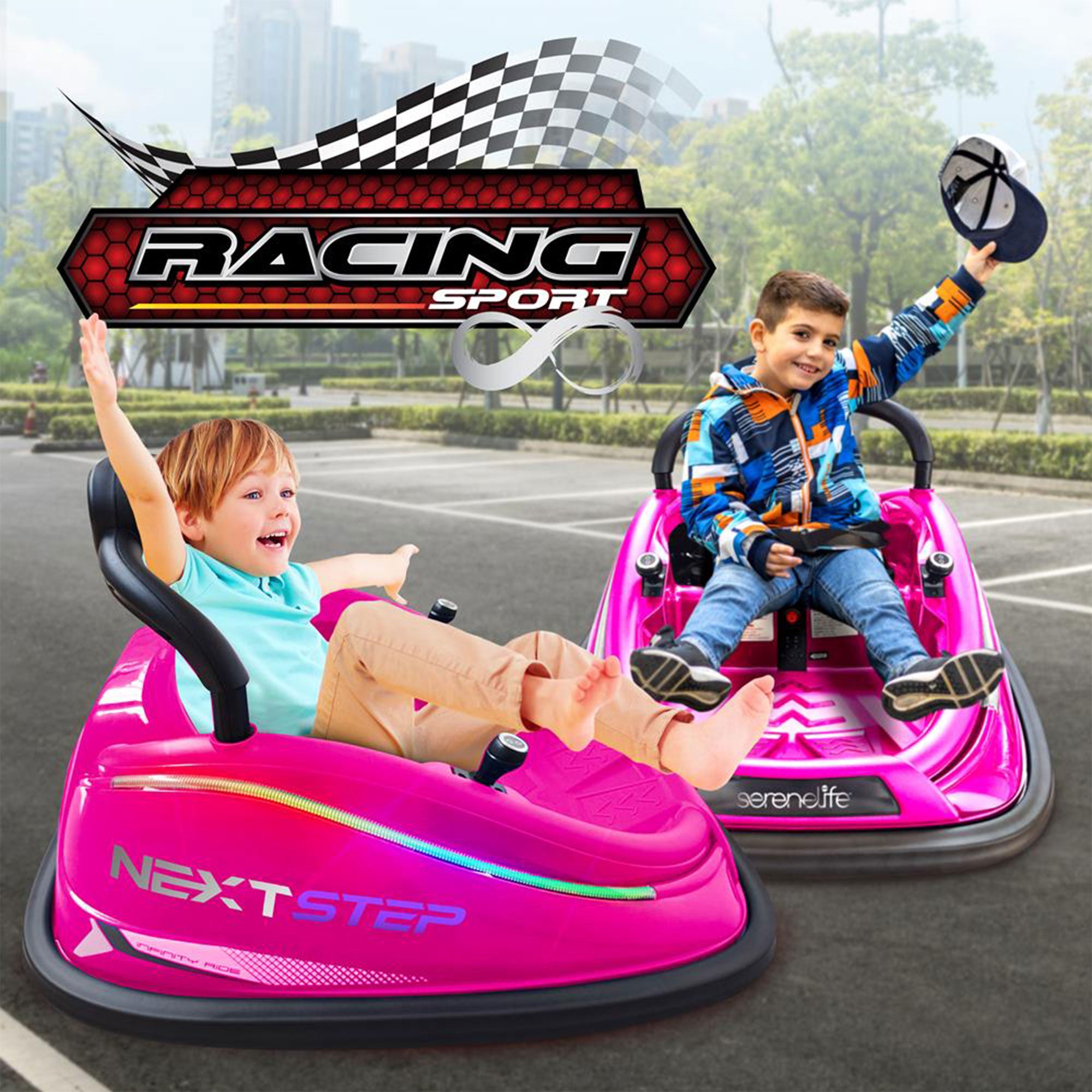 Serenelife 360 Degree Spinning Bumper Car w/Adjustable Belt & Controls, Pink - Smart-nests