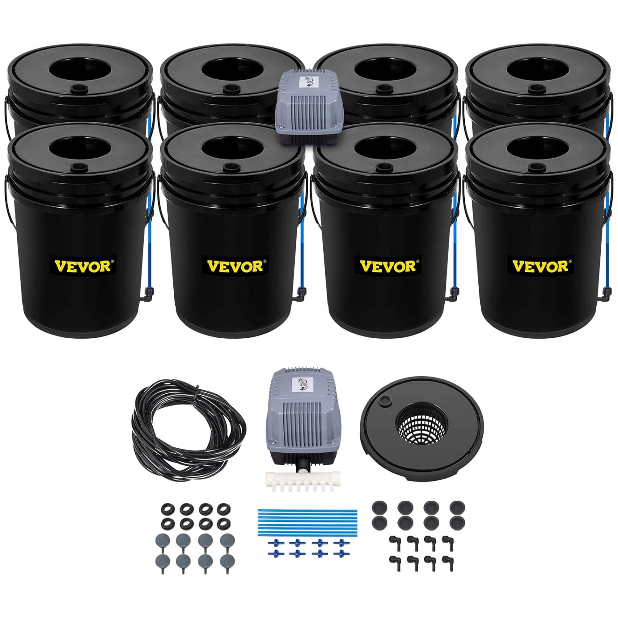 Vevor DWC Hydroponic System Deep Water Growing Buckets with Pump and Air Stone - Smart-nests