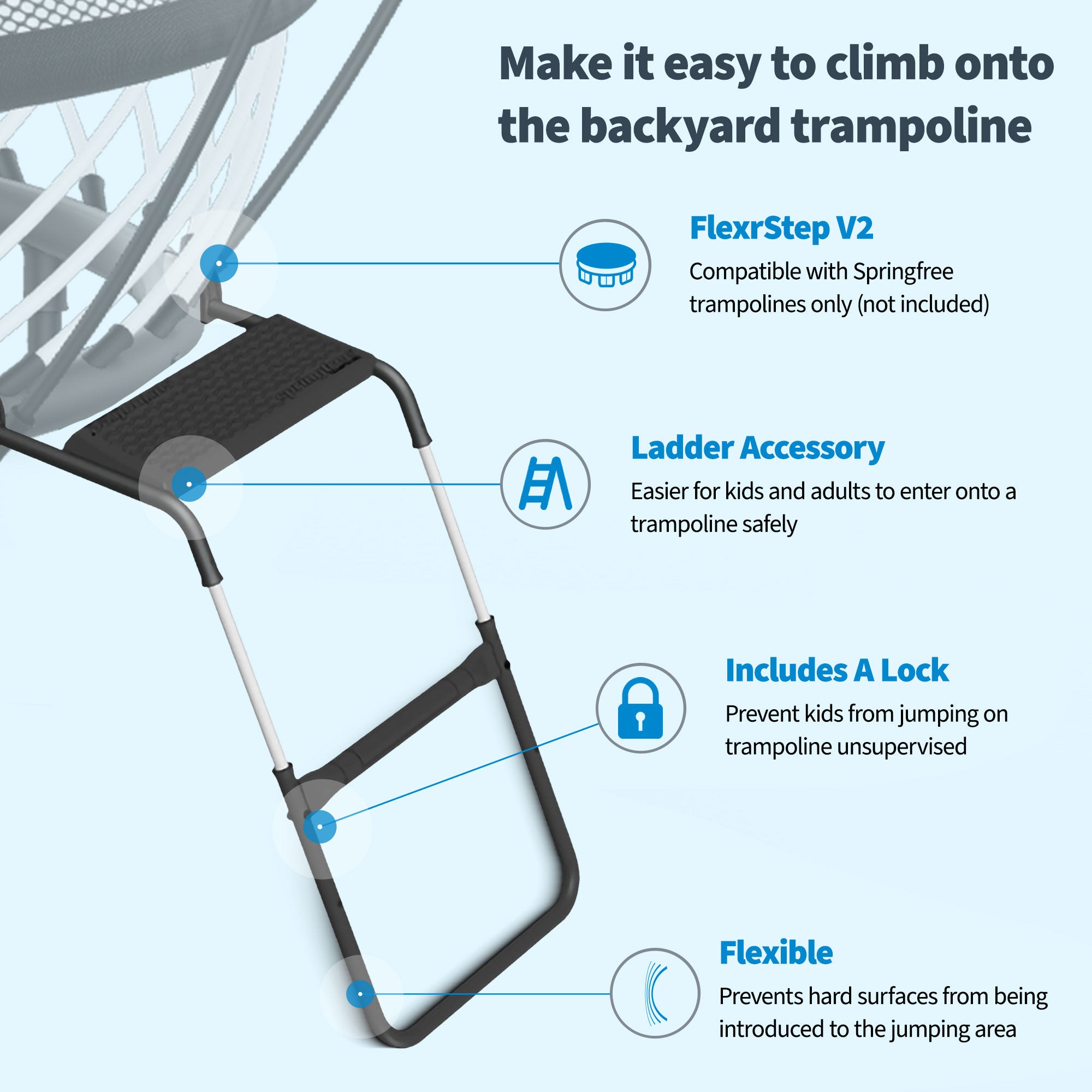 Springfree Trampoline 12' x 19' Trampoline with FlexrStep V2 Ladder Accessory