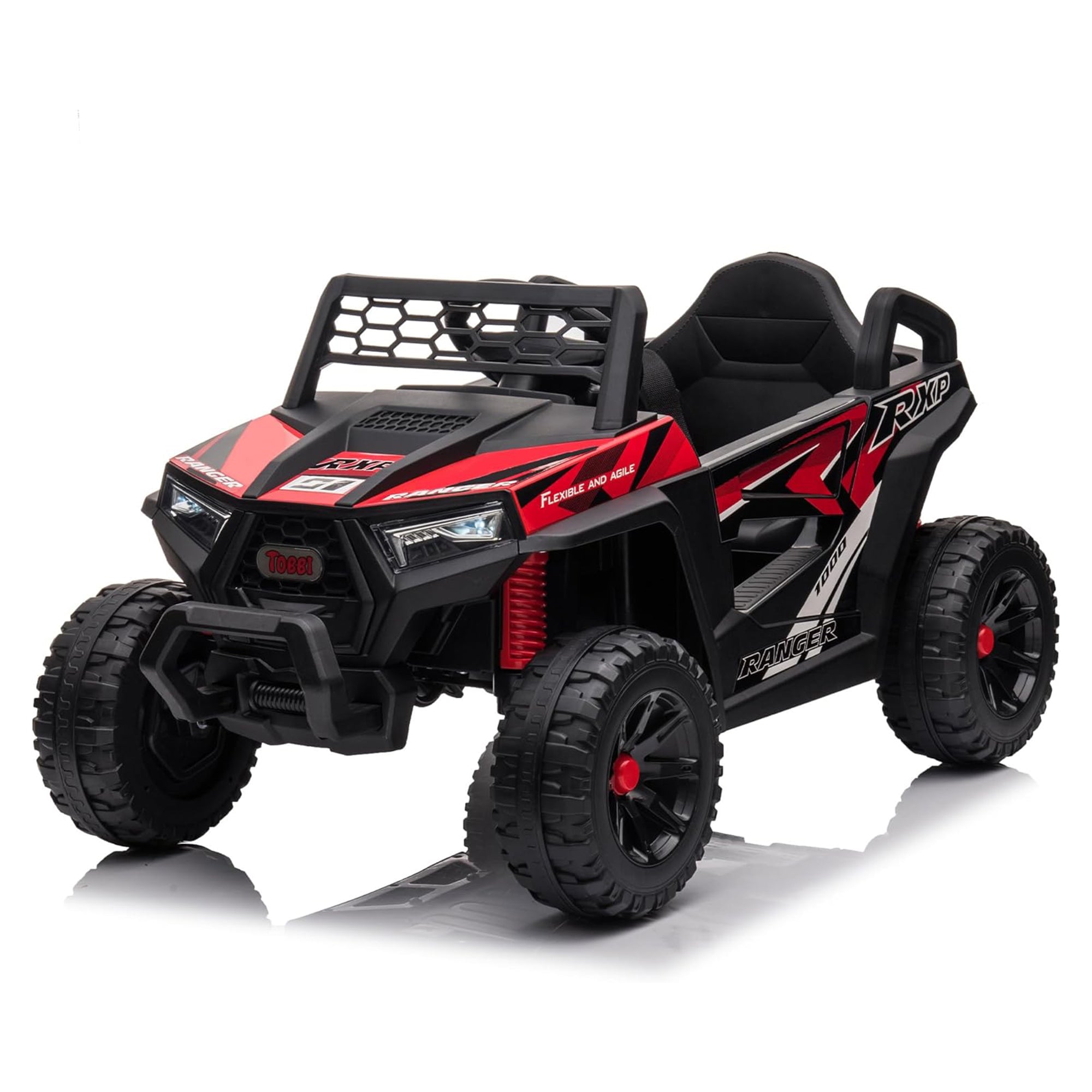 TOBBI 12 Volt Kids Ride on Electric Car Off Road UTV Truck with Horn, Red - Smart-nests
