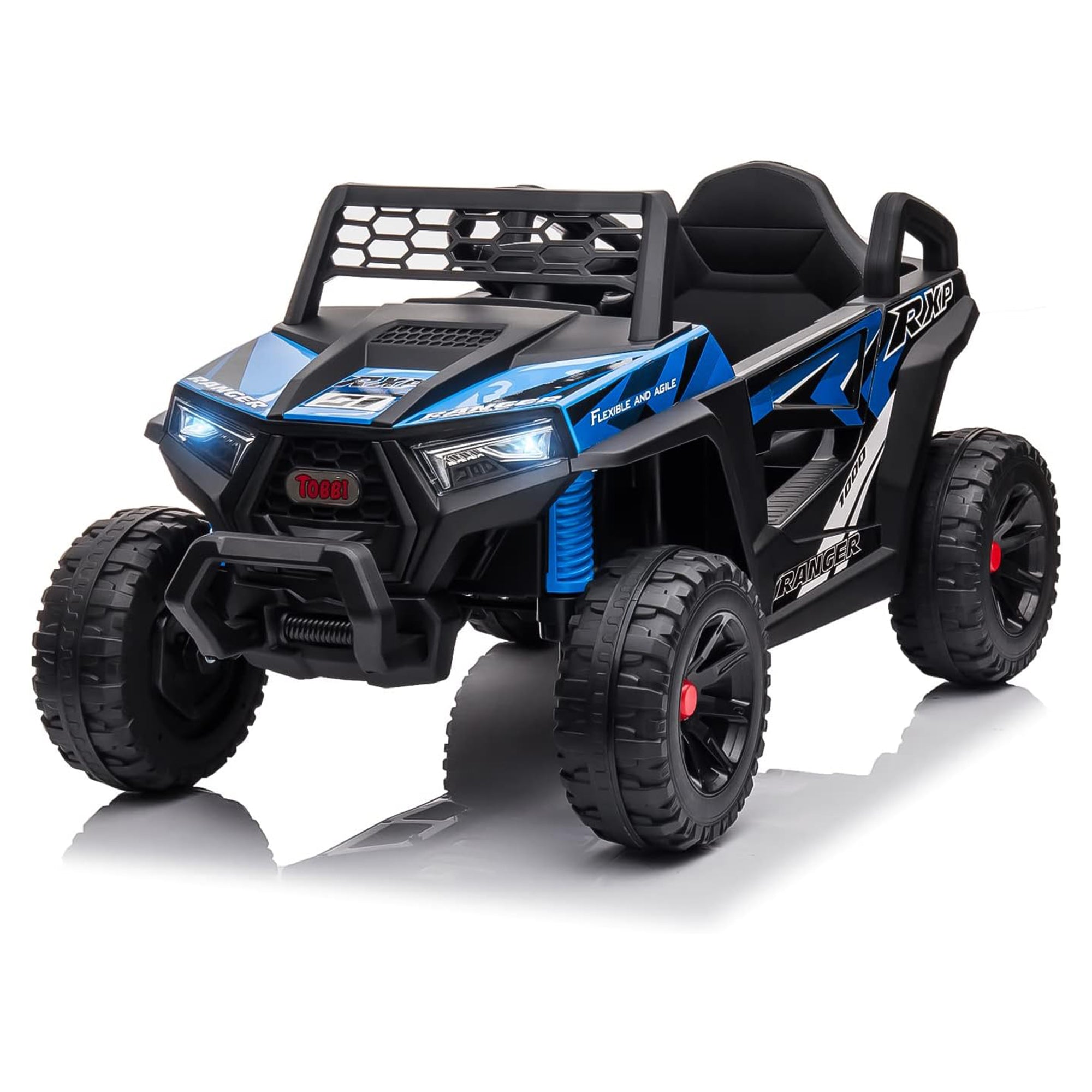 TOBBI 12 Volt Kids Ride on Electric Car Off Road UTV Truck with Horn, Blue - Smart-nests