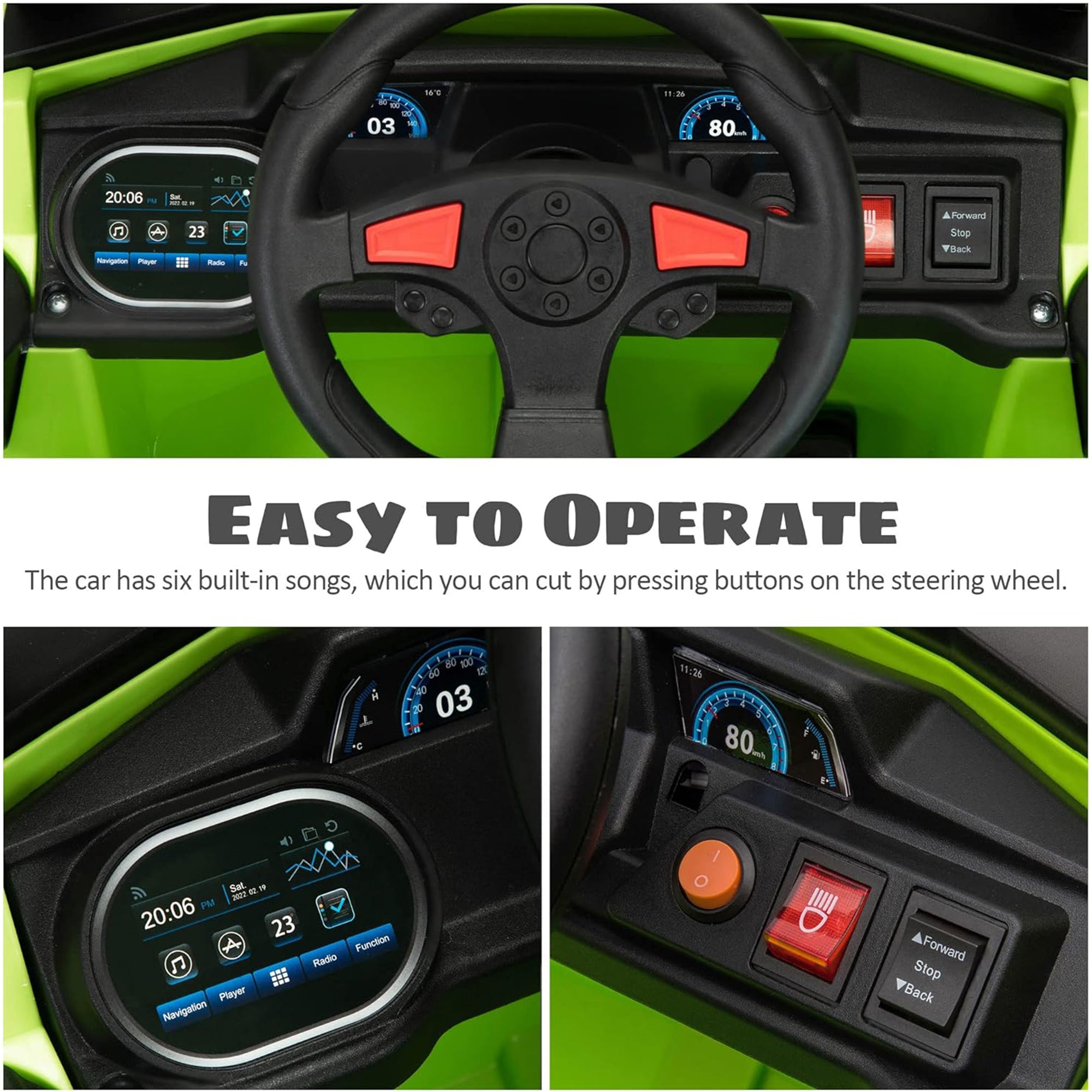 TOBBI 12 Volt Kids Ride on Electric Car Off Road UTV Truck with Horn, Green - Smart-nests