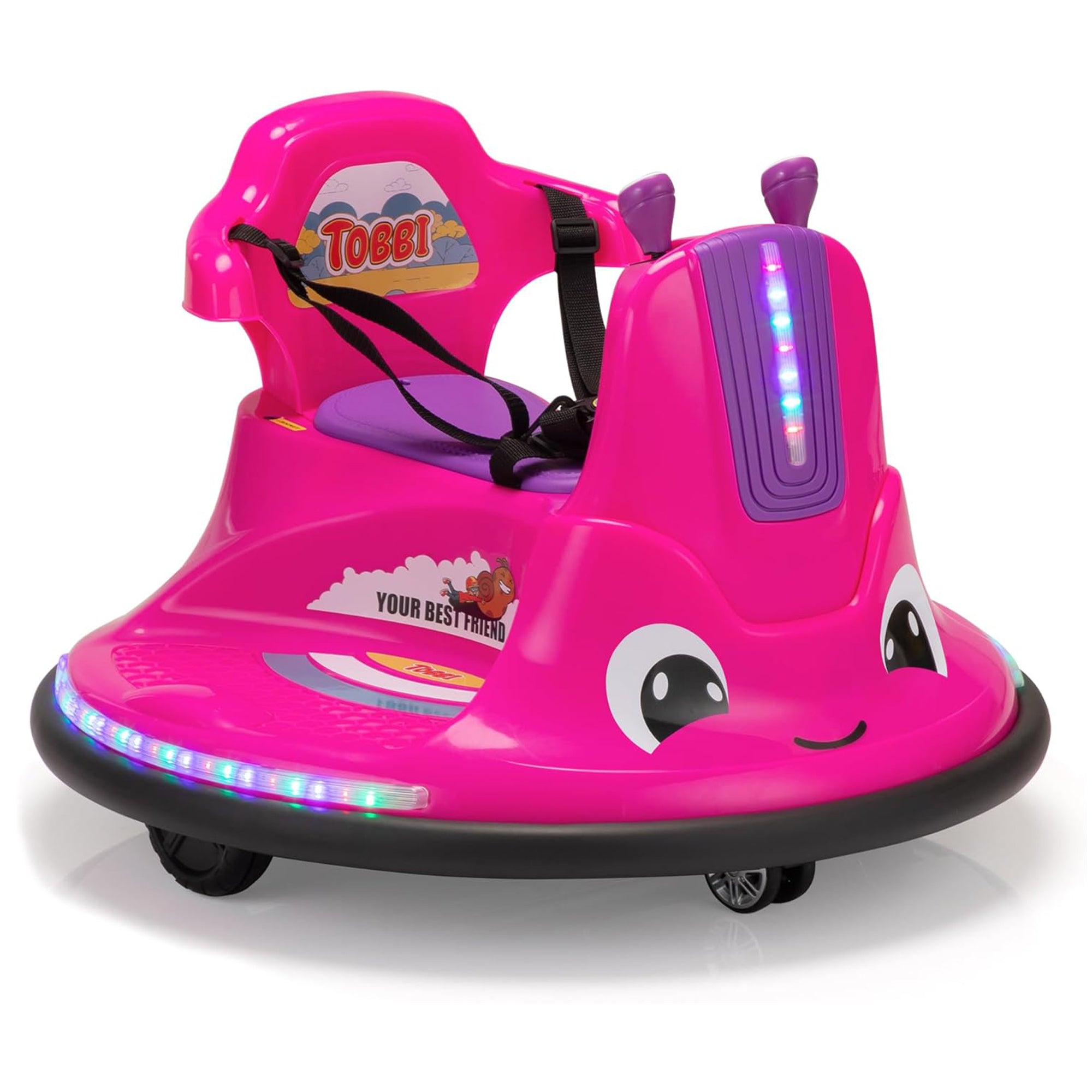 TOBBI 12V Snail Baby Bumper Electric Car, Kids Ride On Toy with Remote, Rose Red - Smart-nests