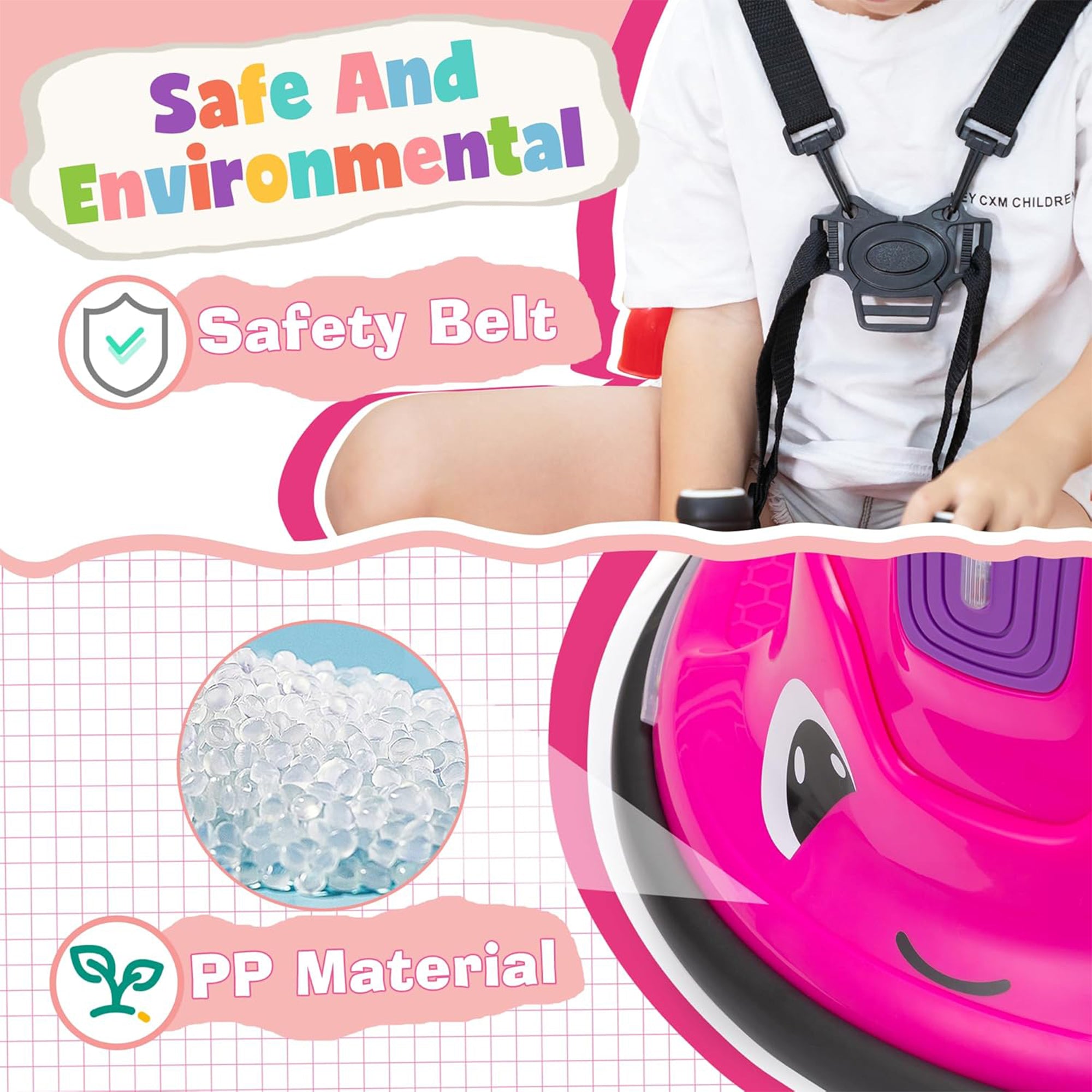 TOBBI 12V Snail Baby Bumper Electric Car, Kids Ride On Toy with Remote, Rose Red - Smart-nests