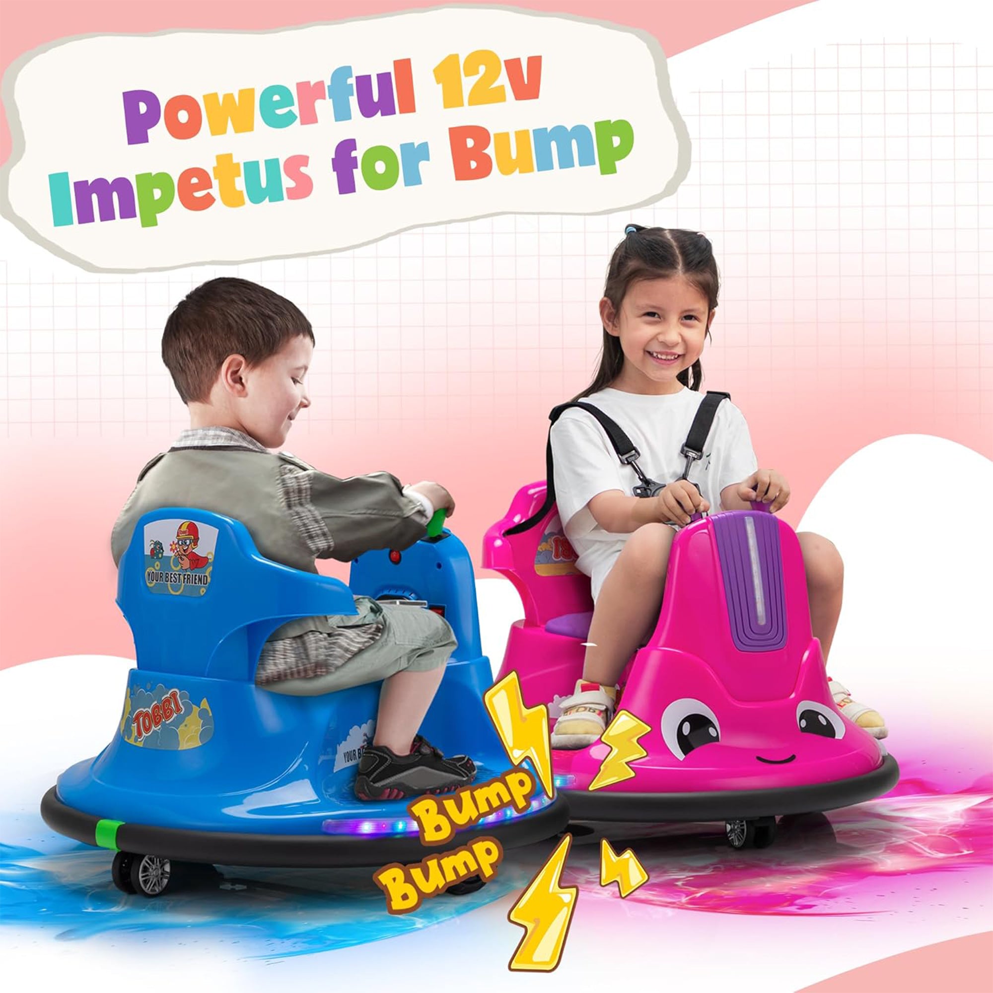 TOBBI 12V Snail Baby Bumper Electric Car, Kids Ride On Toy with Remote, Rose Red - Smart-nests
